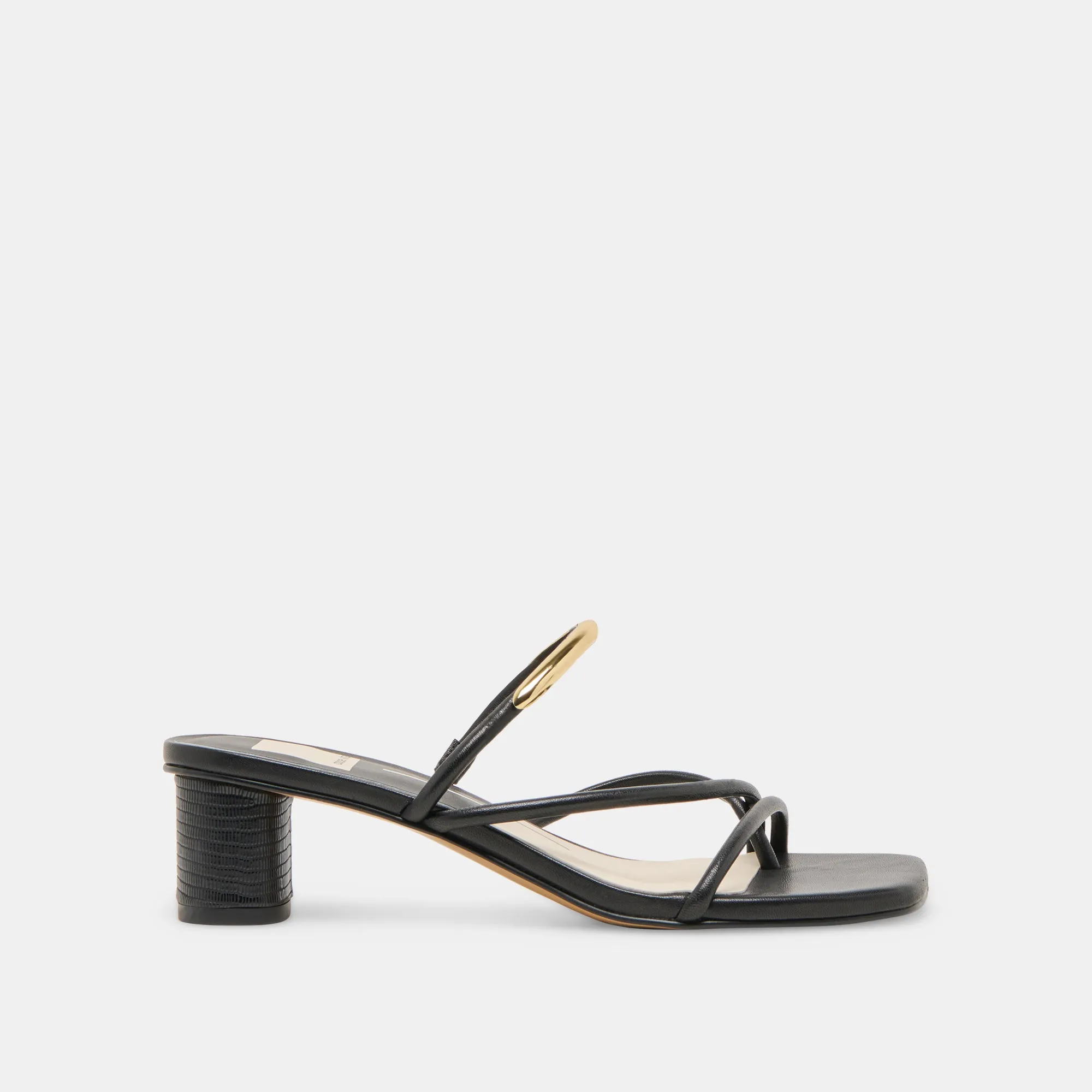 NAIRA HEELS BLACK LEATHER Open Toe Pumps Shock Resistance