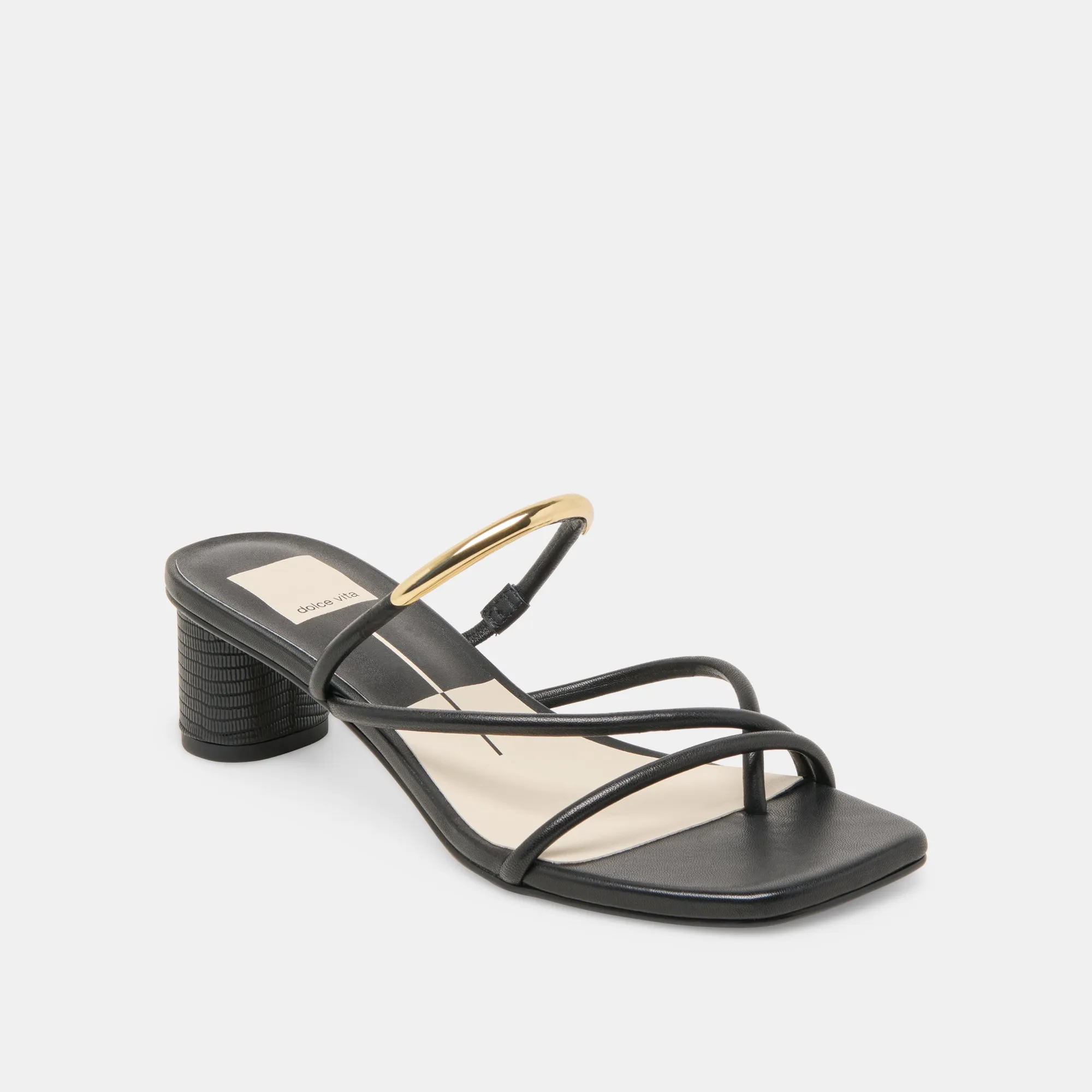 Adjustable Straps Comfortable Footwear NAIRA HEELS BLACK LEATHER