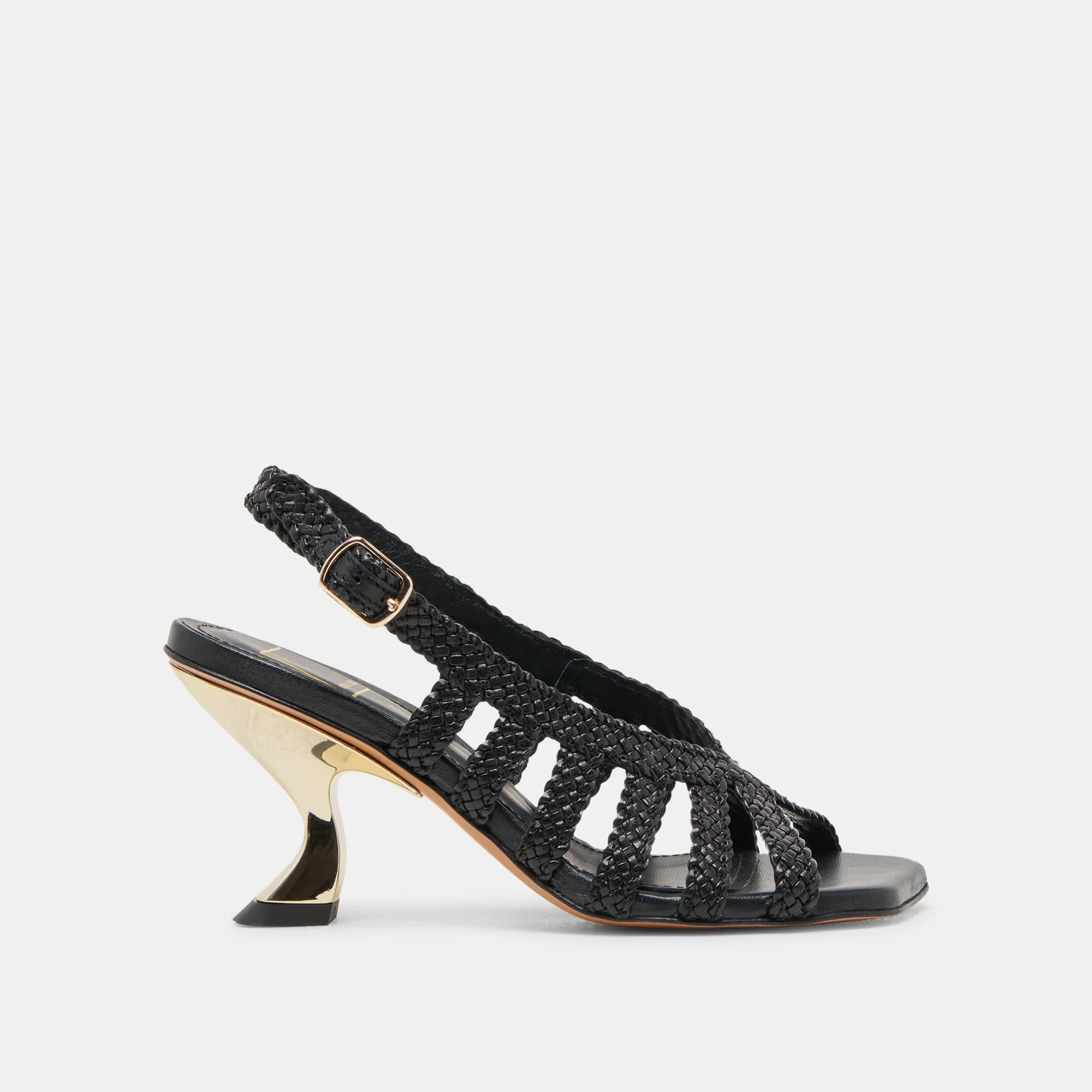 SICILY HEELS BLACK WOVEN LEATHER Embellished Wedding Shoes