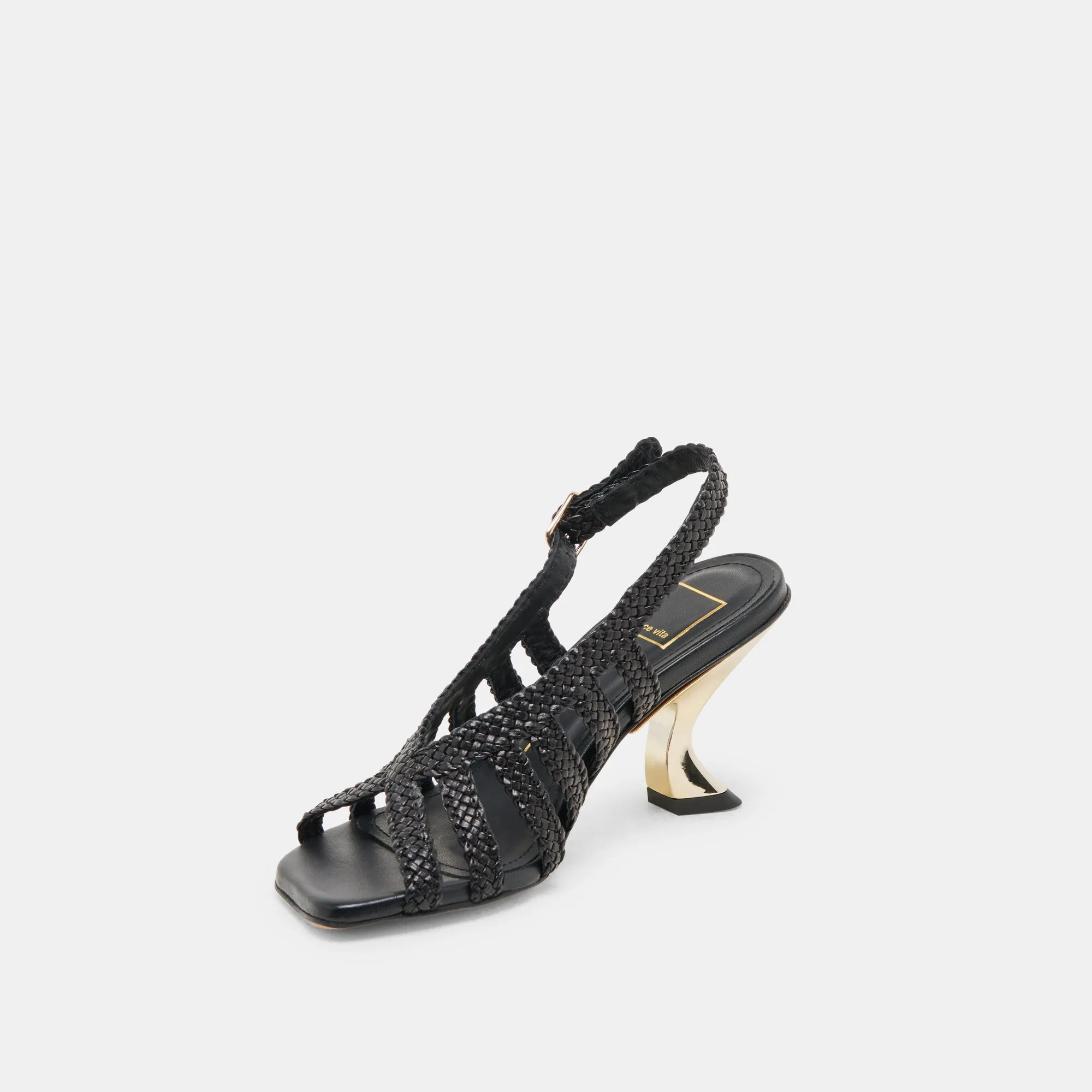 SICILY HEELS BLACK WOVEN LEATHER Luxury Wedding Pumps