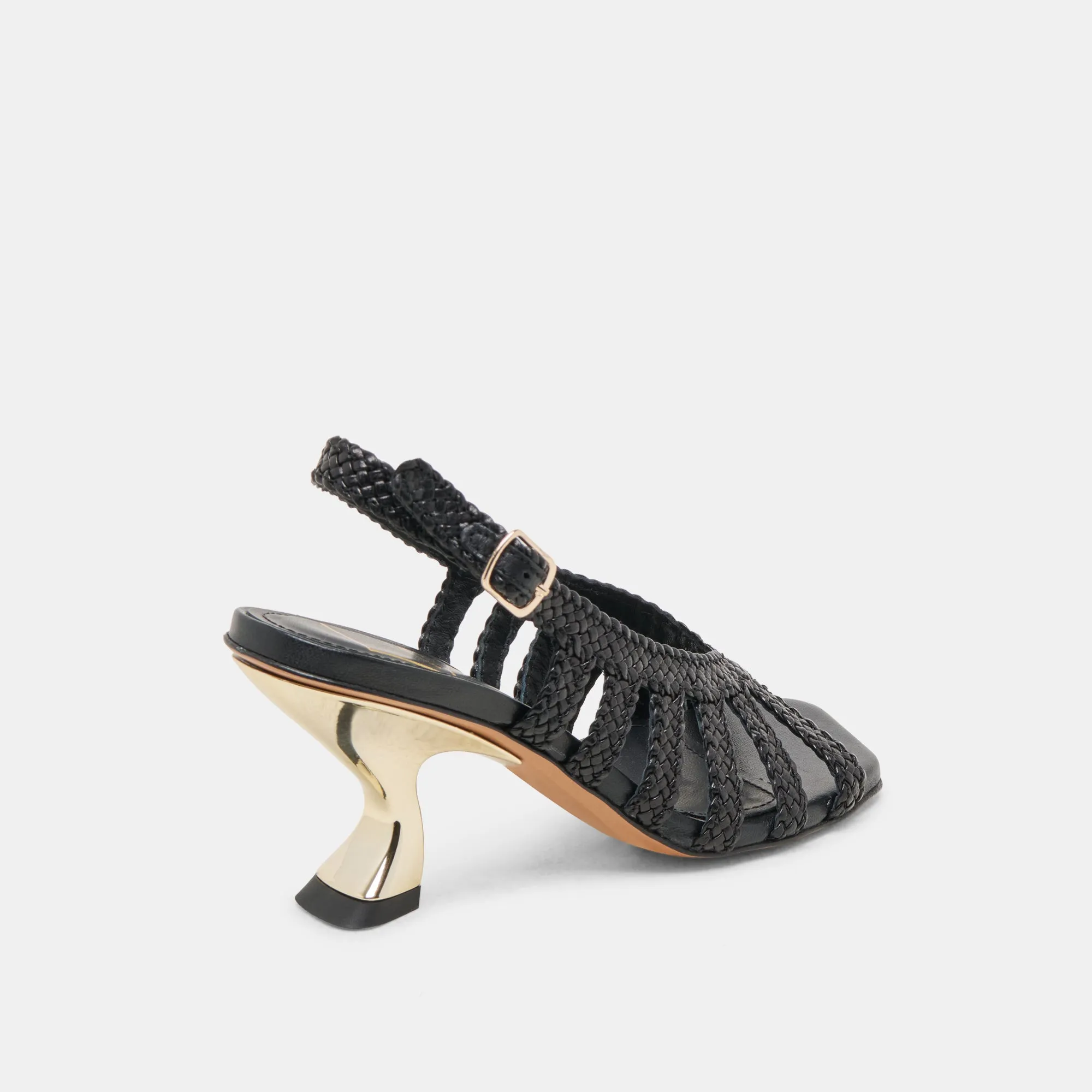 Shockproof SICILY HEELS BLACK WOVEN LEATHER