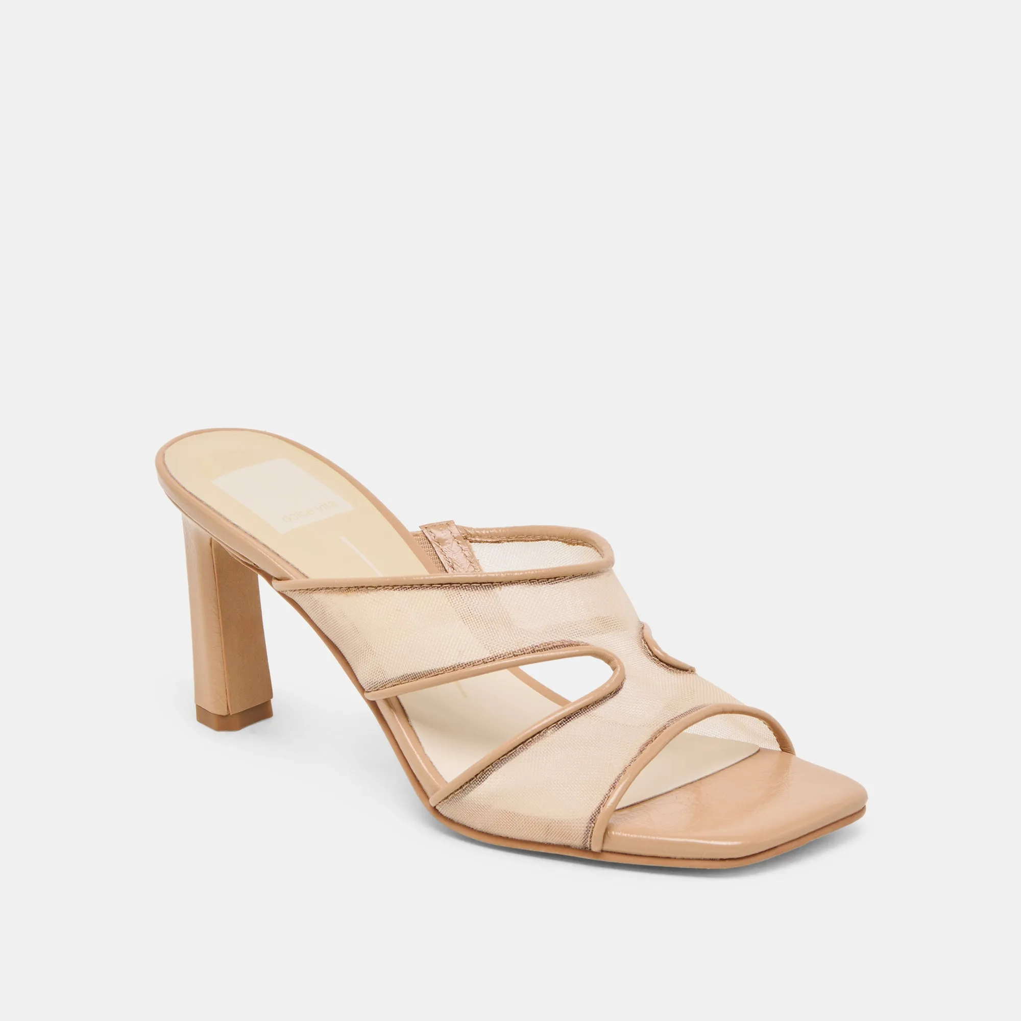 GITEL WIDE HEELS LIGHT TAN MESH Pointed Pumps Comfortable to wear