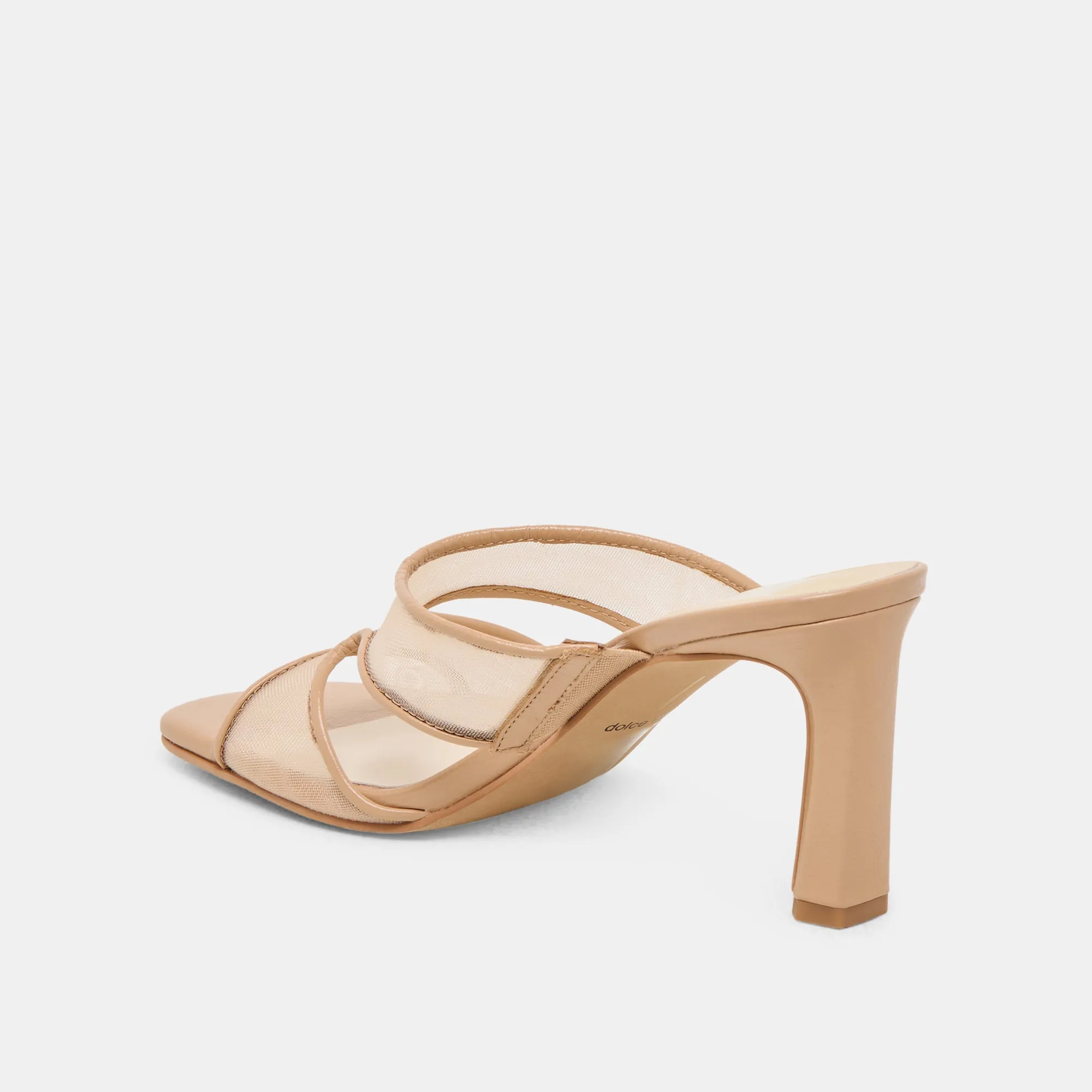 Ankle Strap Heels GITEL WIDE HEELS LIGHT TAN MESH