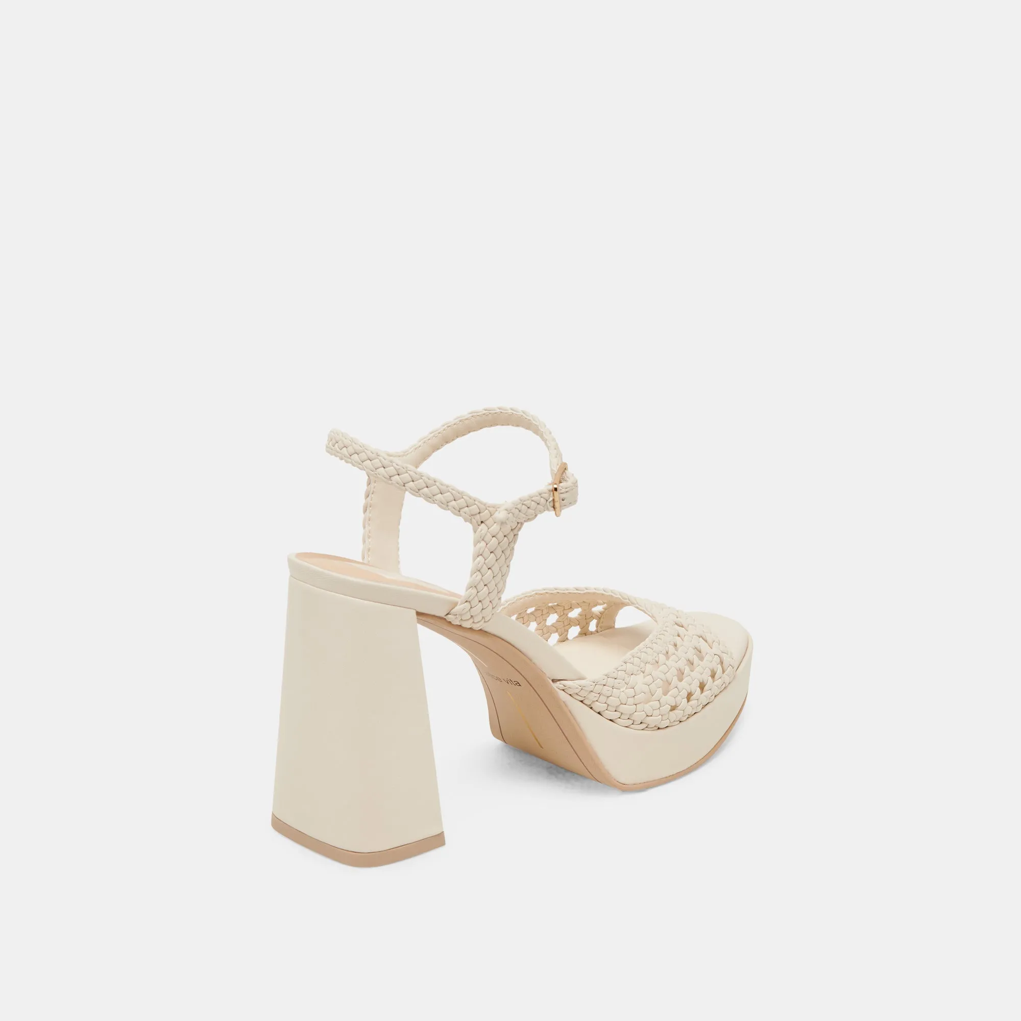 PEYTEN HEELS CREME WOVEN STELLA Leather Heeled Sandals Removable insole