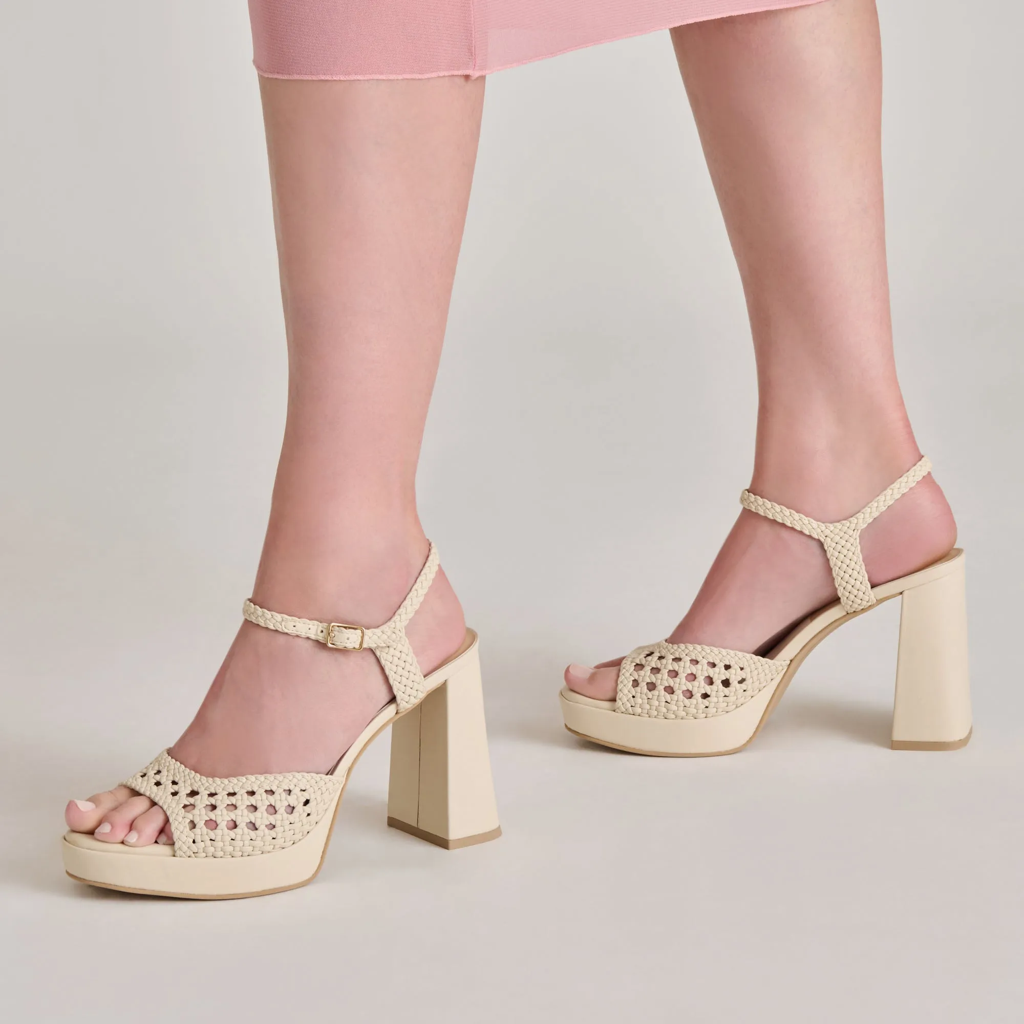 PEYTEN HEELS CREME WOVEN STELLA Crystal Heels