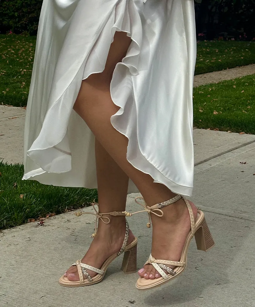 GAZELE HEELS IVORY MULTI LEATHER Winter High Heels Chunky Heels