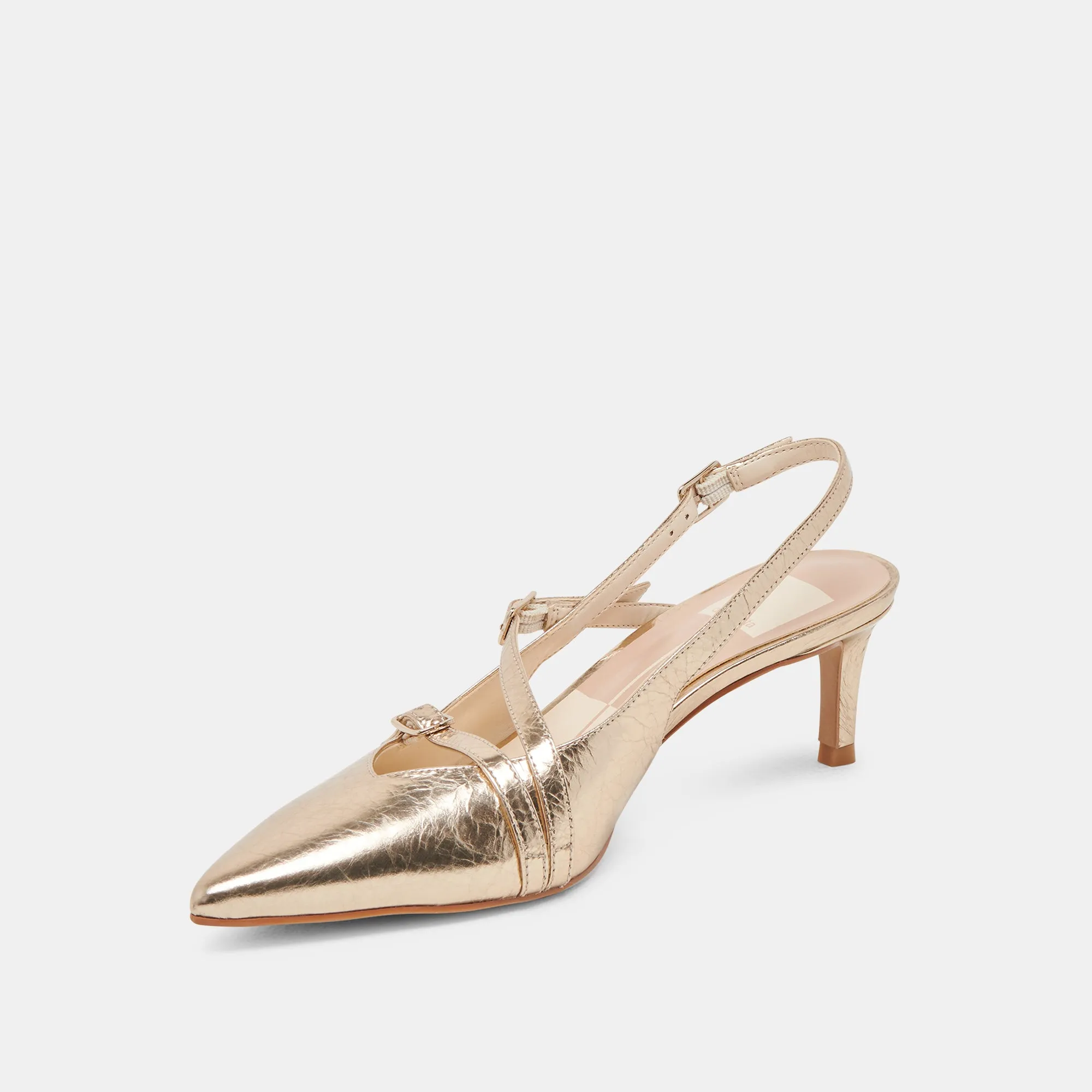 PAMLA MID WIDE HEELS LIGHT GOLD DISTRESSED LEATHER Stable