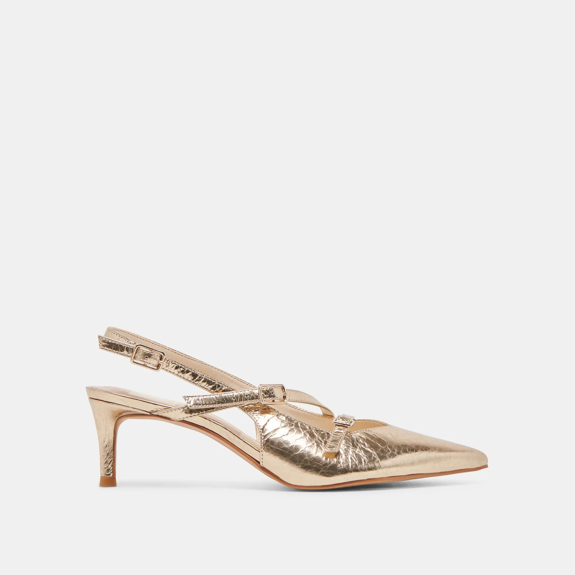 PAMLA MID WIDE HEELS LIGHT GOLD DISTRESSED LEATHER Party Heels for Women Luxury Heeled Boots