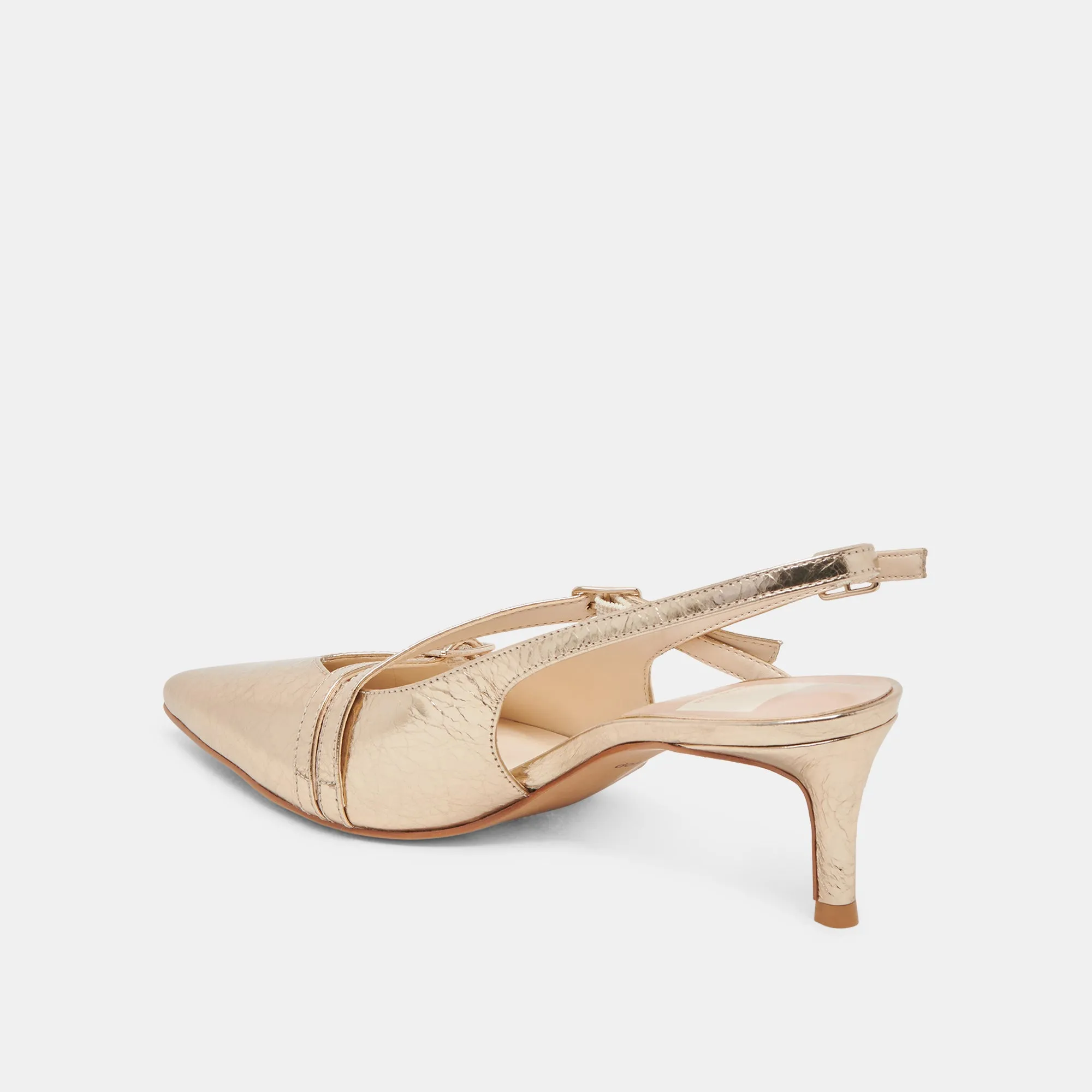 Chic White Stilettos Peep Toe Booties PAMLA MID WIDE HEELS LIGHT GOLD DISTRESSED LEATHER