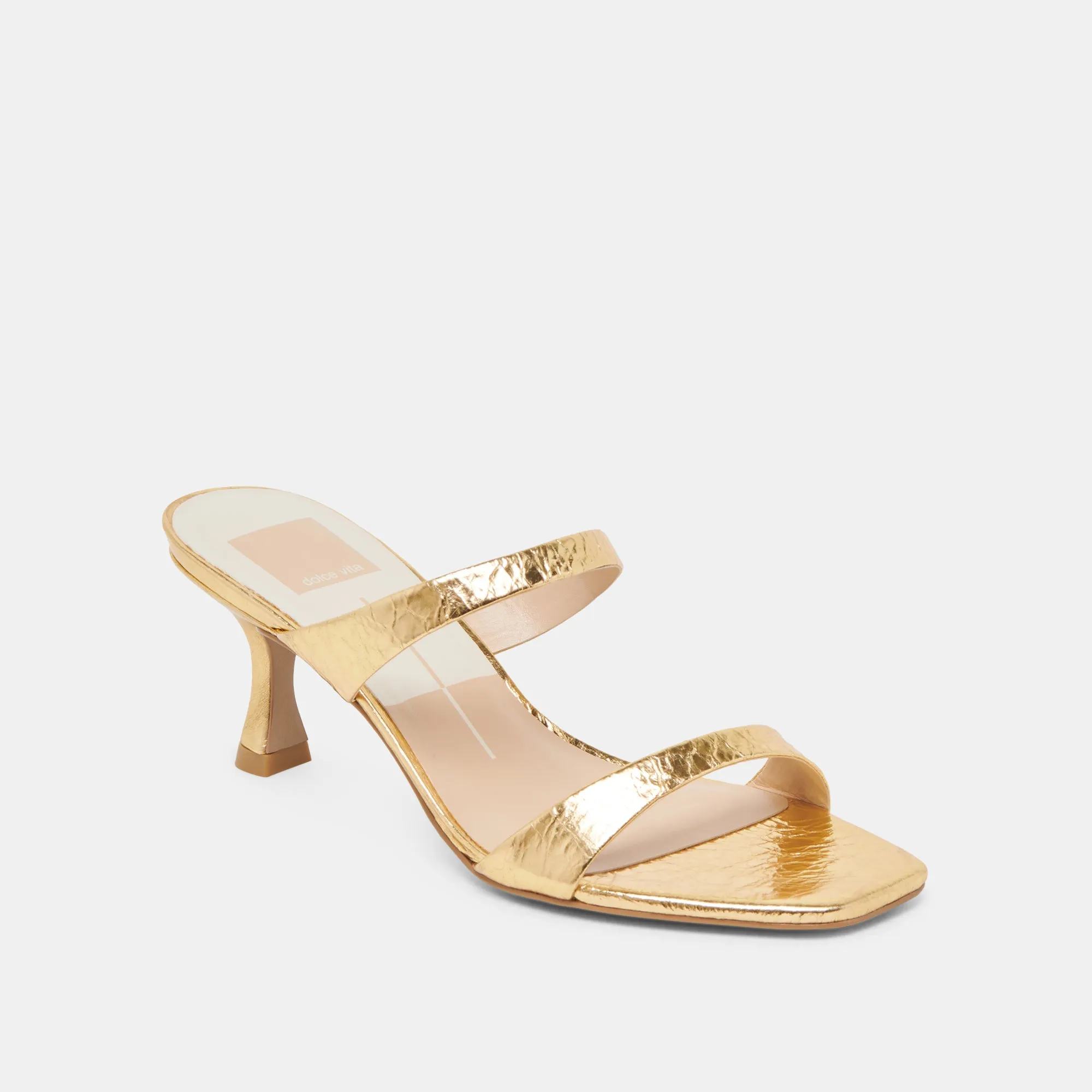 GENORA HEELS GOLD DISTRESSED LEATHER Energy return Summer Heels for Women