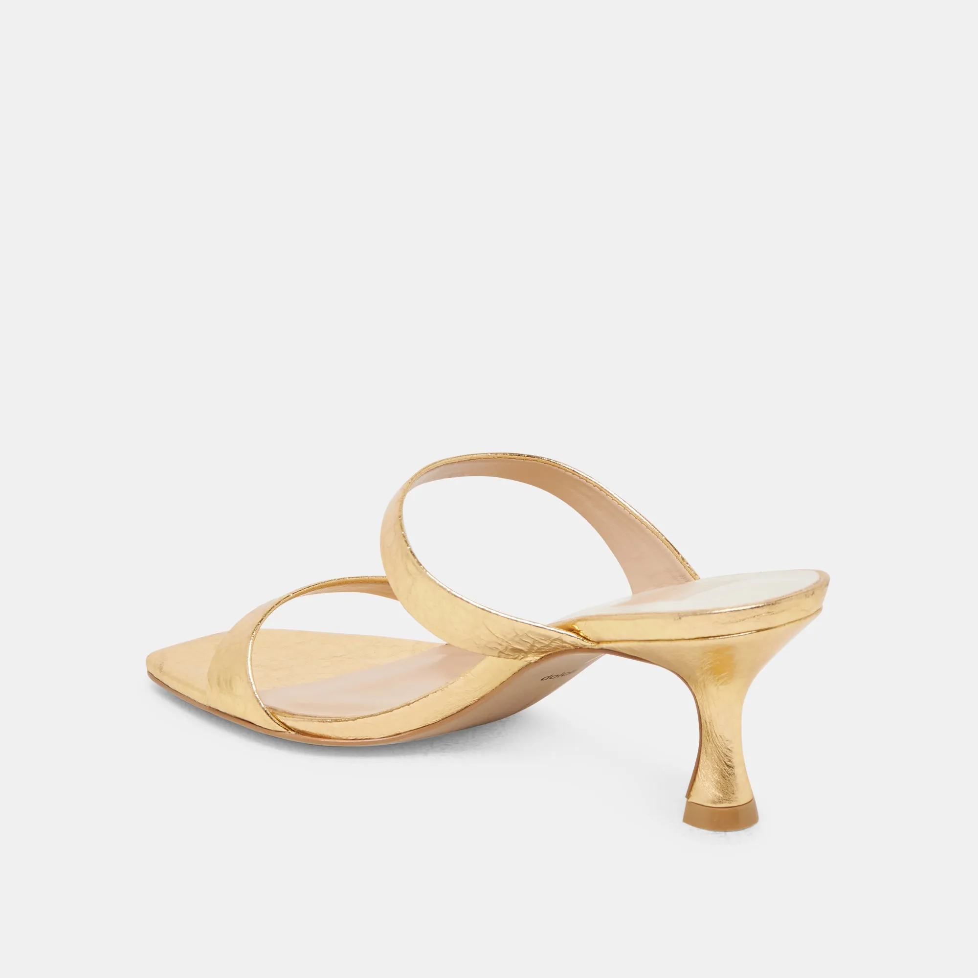 GENORA HEELS GOLD DISTRESSED LEATHER Bejeweled Heels