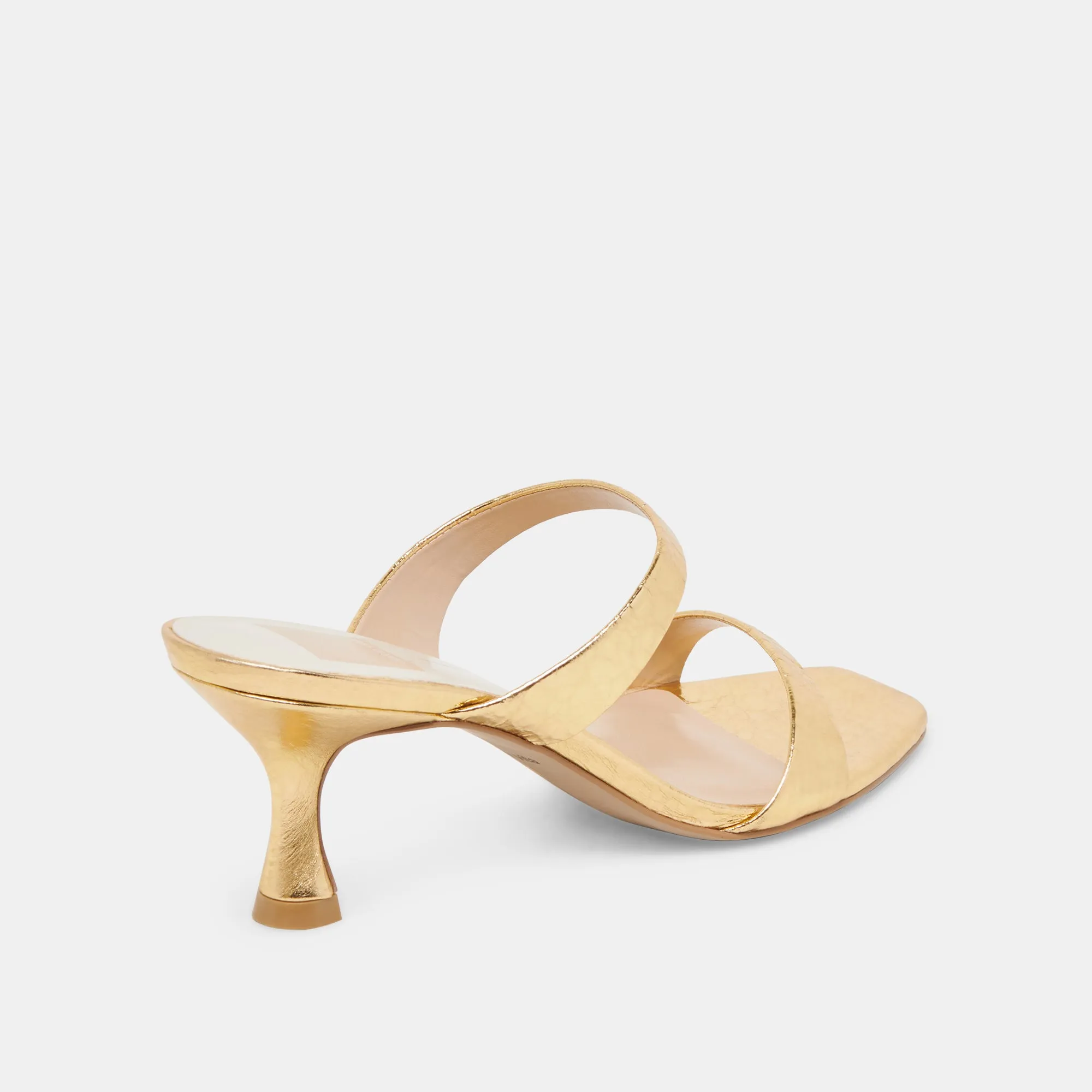 GENORA HEELS GOLD DISTRESSED LEATHER Ankle Strap Heels Flexible Sole