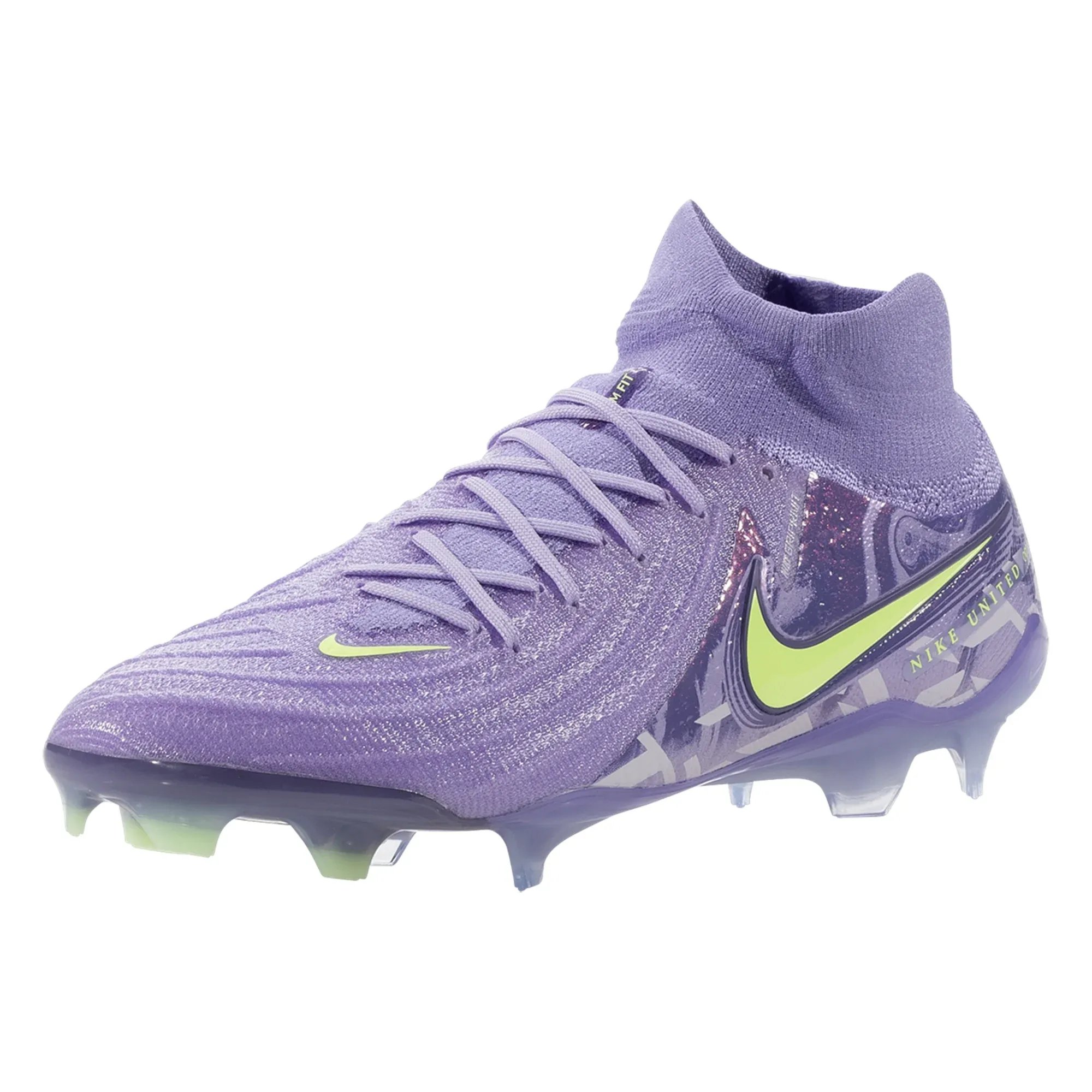 Nike United Phantom Luna II Elite FG Soccer Cleats (Purple Agate/Barely Volt) Field Response Stable Sole