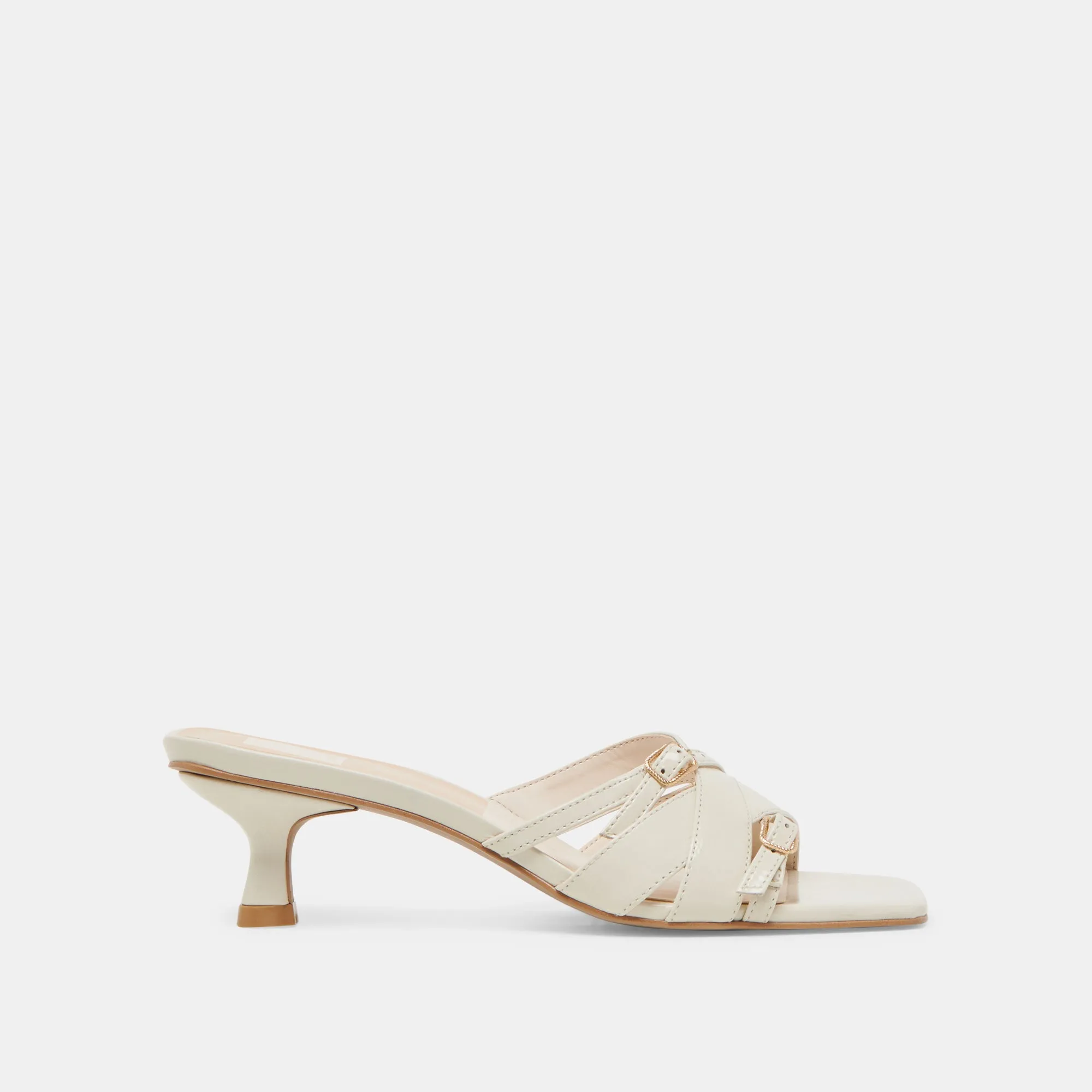 Luxury Heeled Boots Minimalist Heels BRYANT HEELS IVORY CRINKLE PATENT