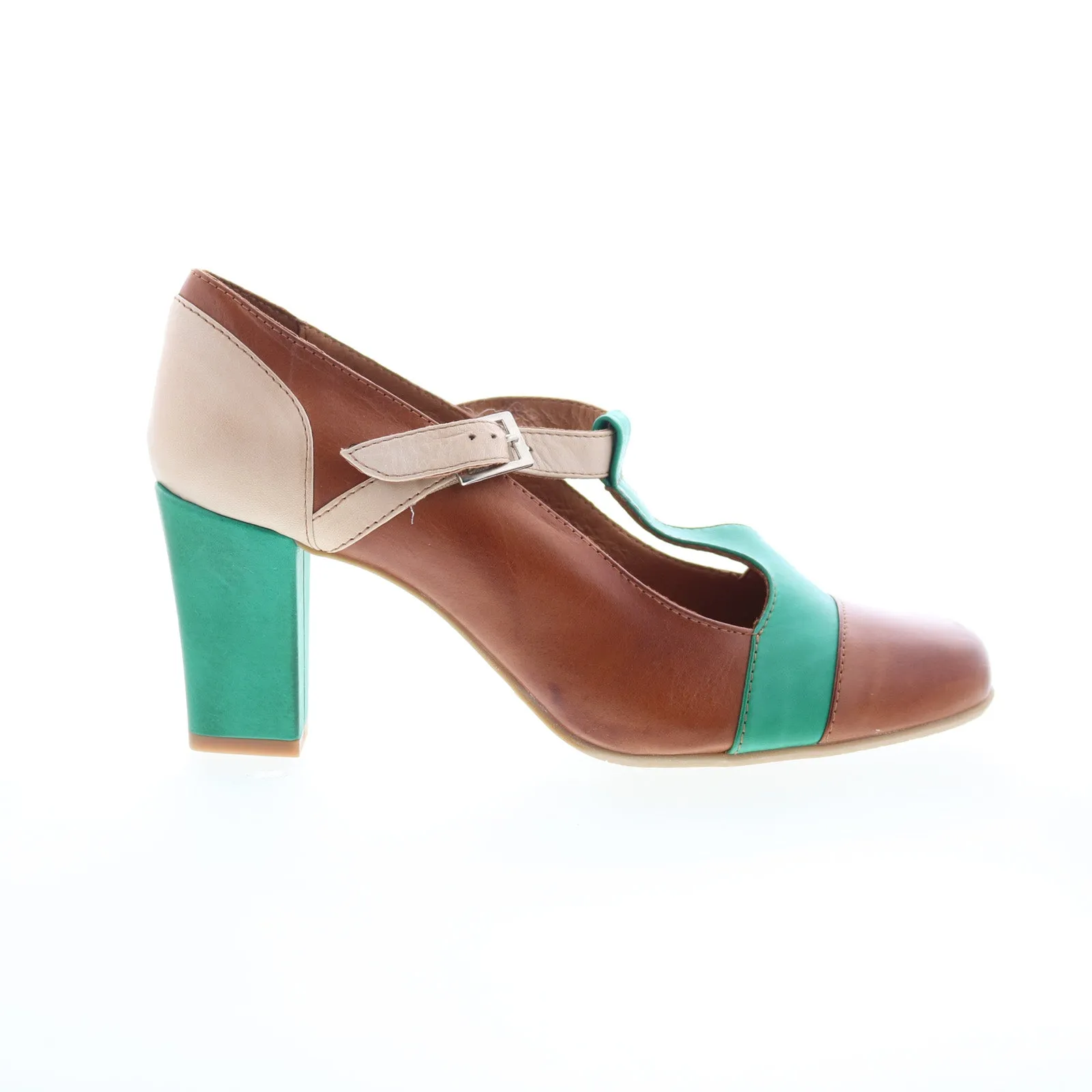 Miz Mooz Heartbreaker Womens Brown Leather Hook & Loop Pumps Heels Shoes Pivot Point