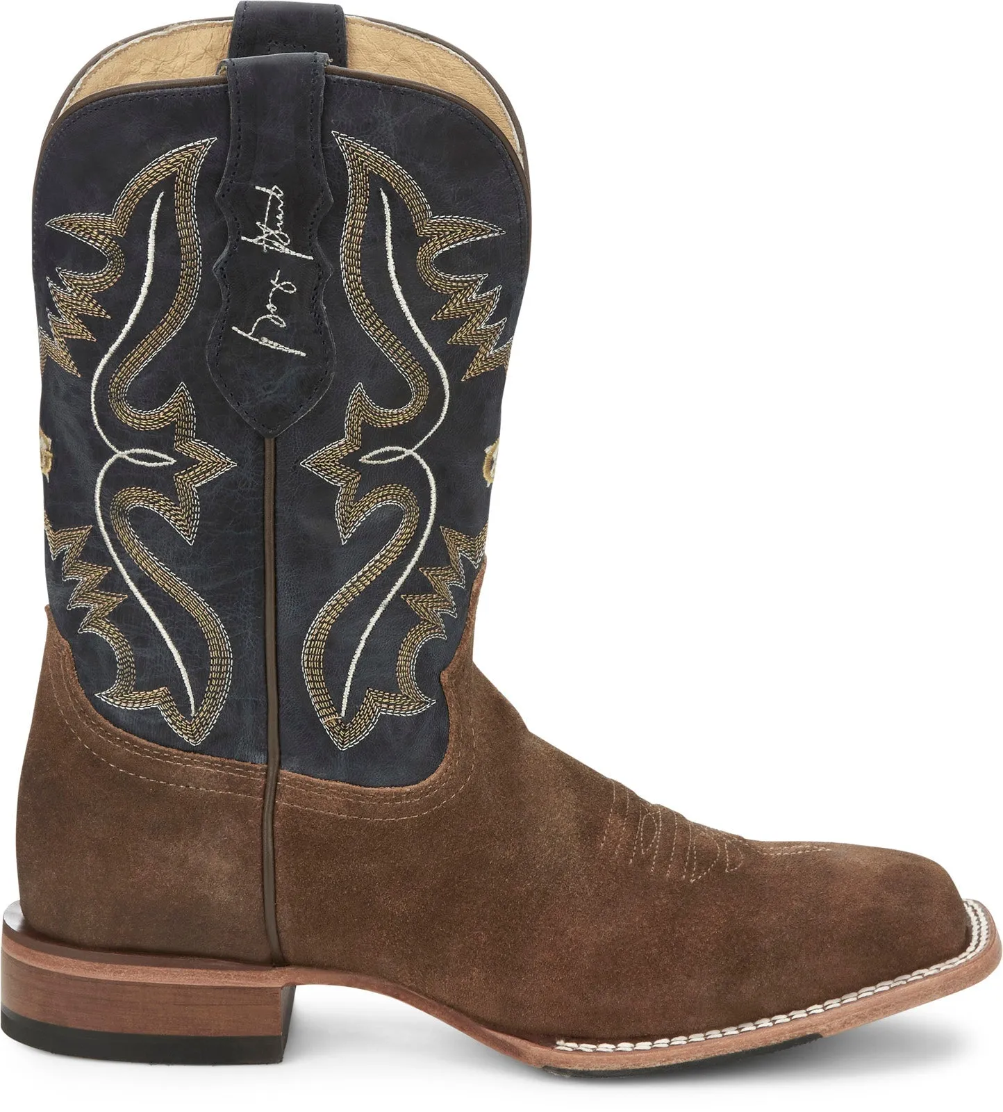 Flexible Upper Heavy Trail Justin Boots Dillon Square Toe Cowhide Mens Brown Wide Cowboy Western Boots