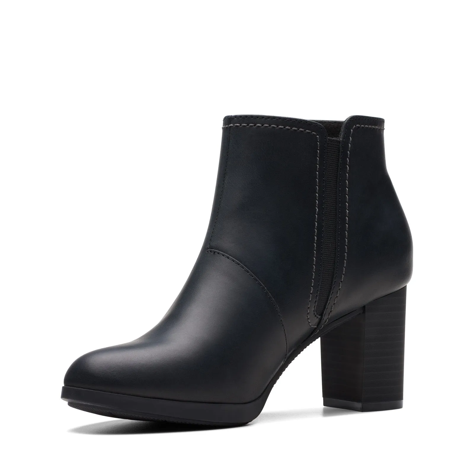 Clarks Bayla Glow 26175972 Womens Black Leather Zipper Ankle & Booties Boots Quick Pull Comfort Zone