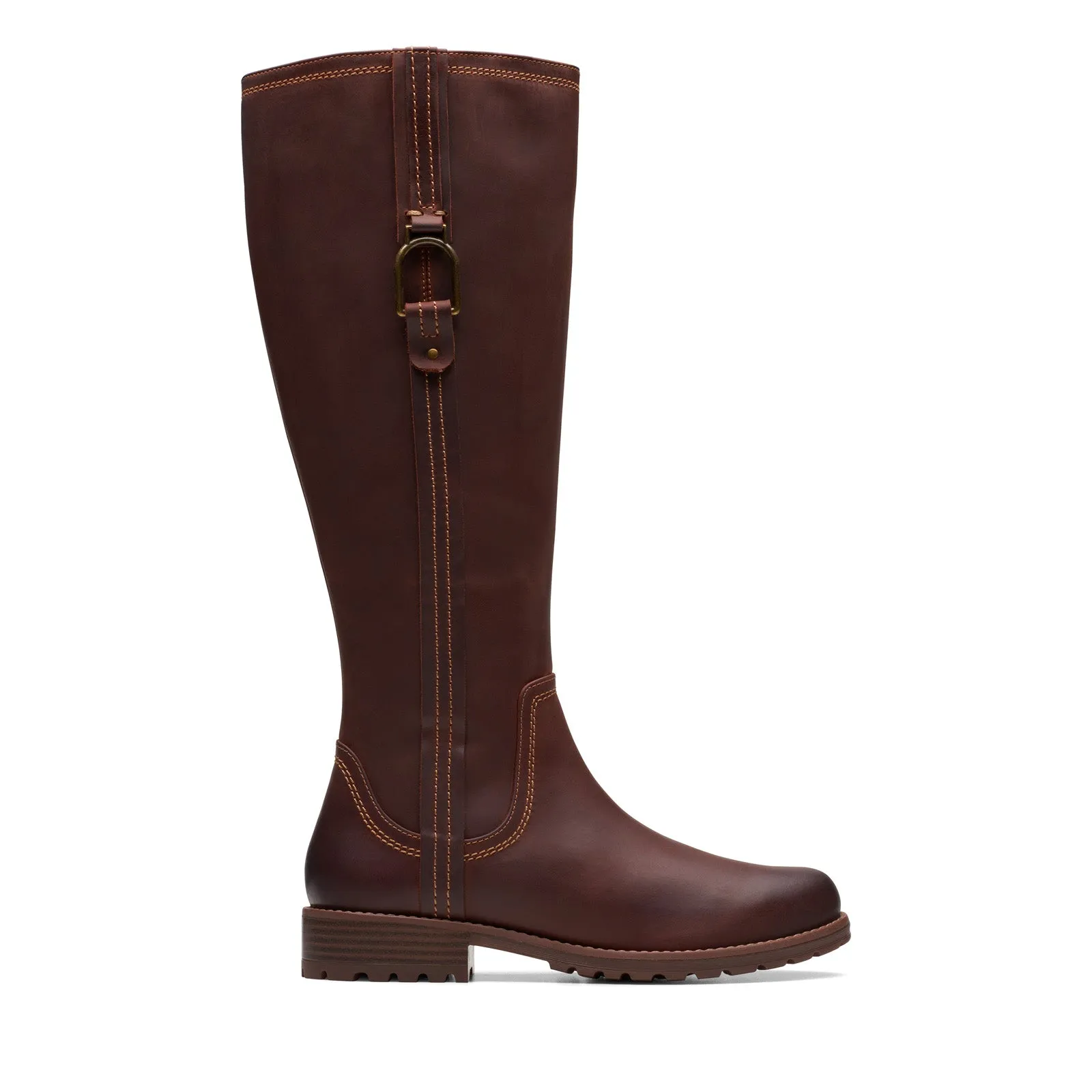 Clarks Aspra HI 26174956 Womens Brown Wide Leather Zipper Knee High Boots Mud Ground