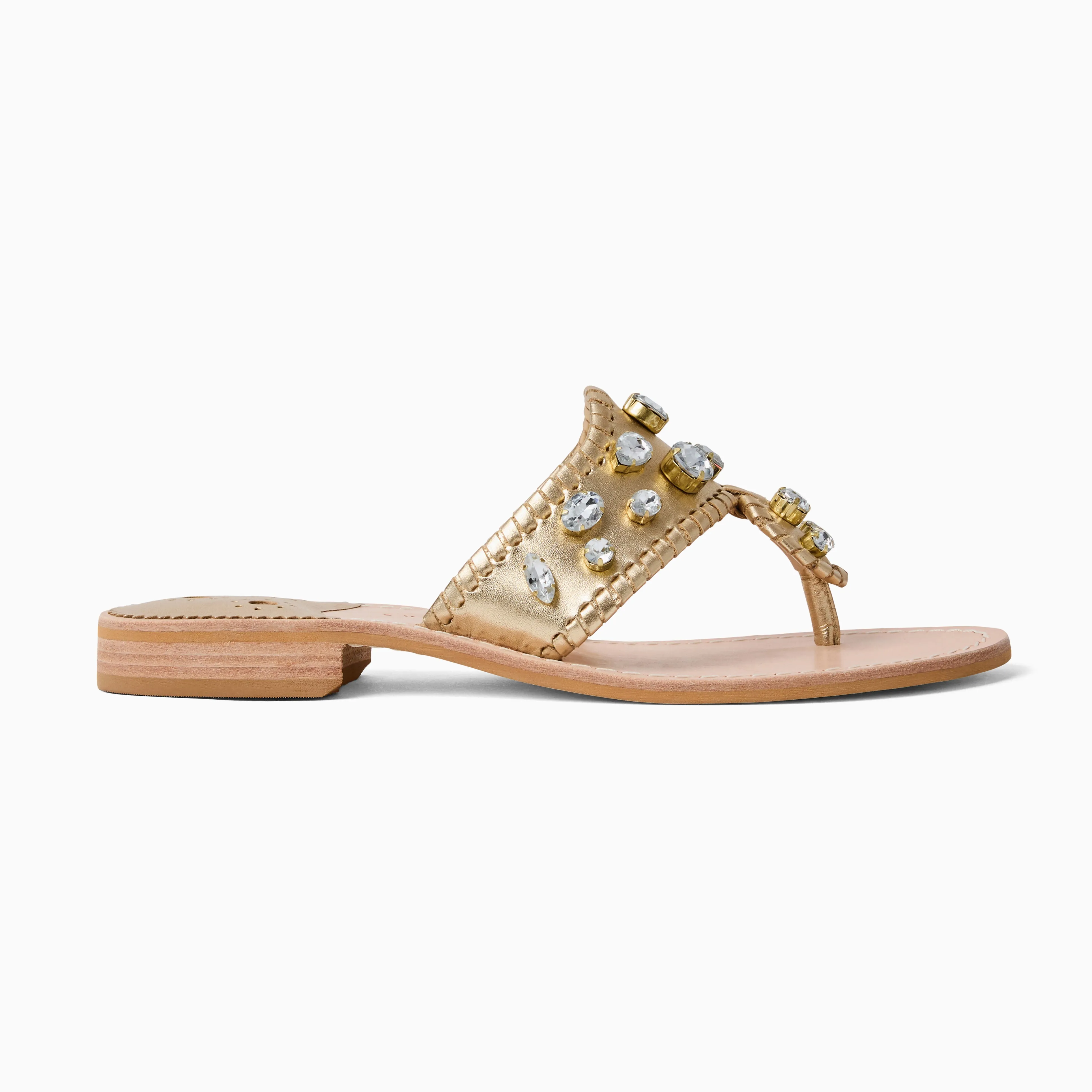 Jacks Jeweled Leather Flat Sandal Storm Guard