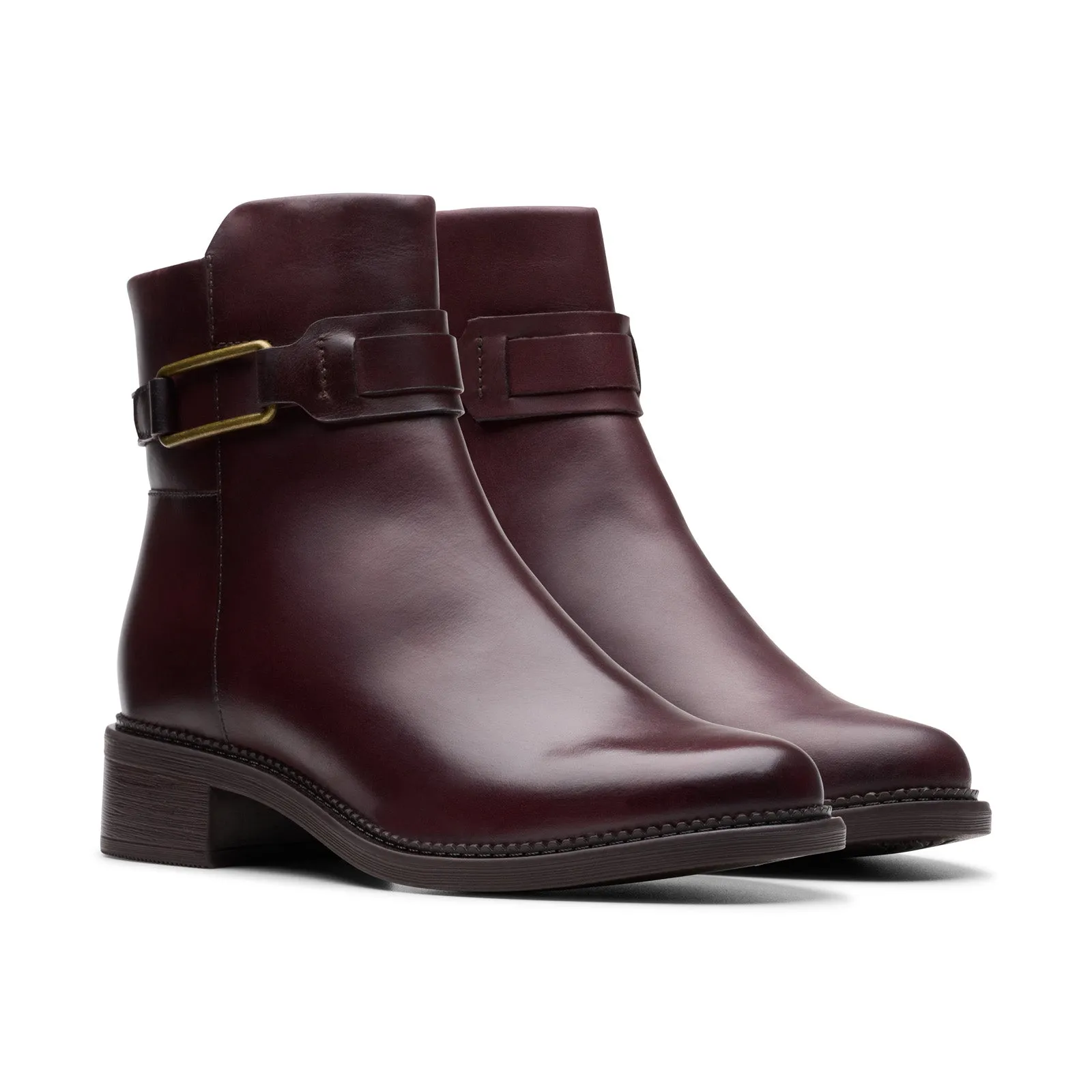 Clarks Maye Bella 26179642 Womens Brown Leather Zipper Ankle & Booties Boots Fashion Guy Timeless Quality