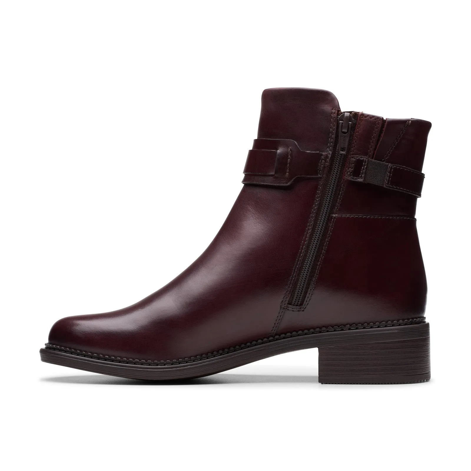 Clarks Maye Bella 26179642 Womens Brown Leather Zipper Ankle & Booties Boots Step Control Performance Wear