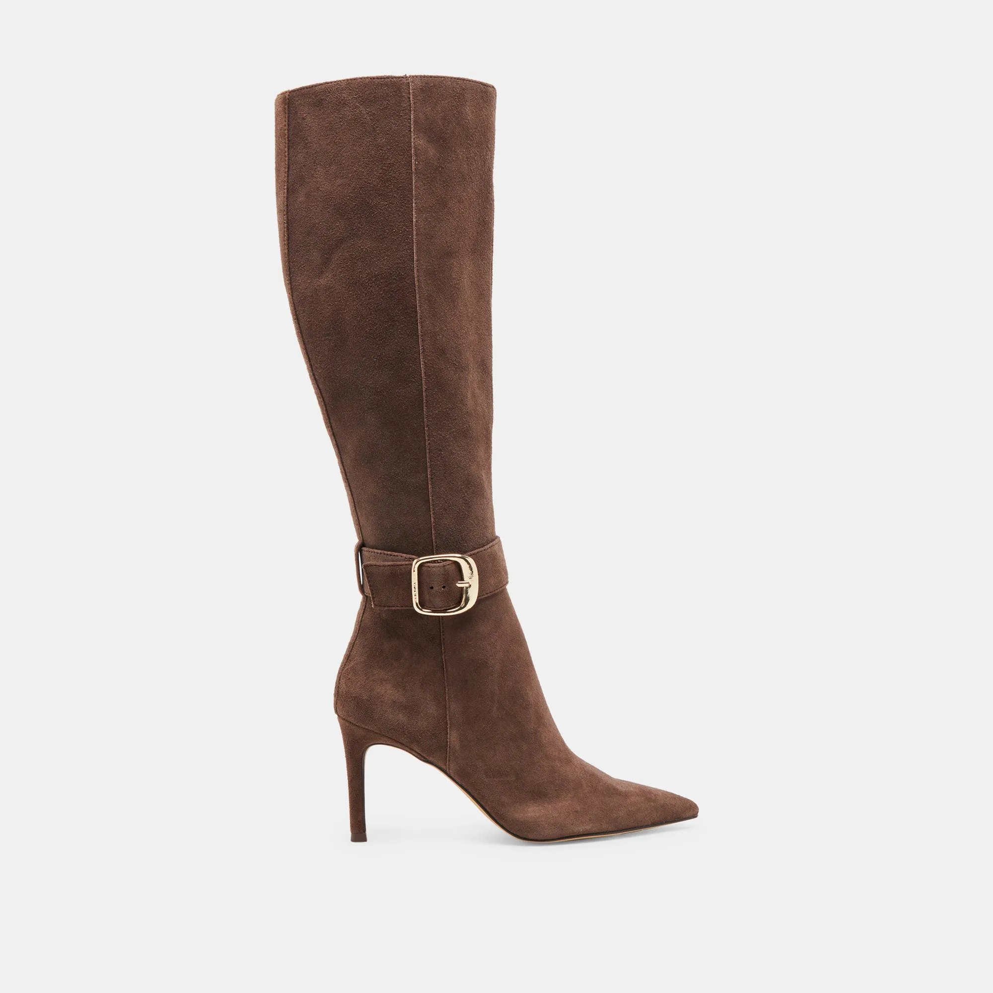Adjustable Side zipper KINZY BOOTS DK BROWN SUEDE