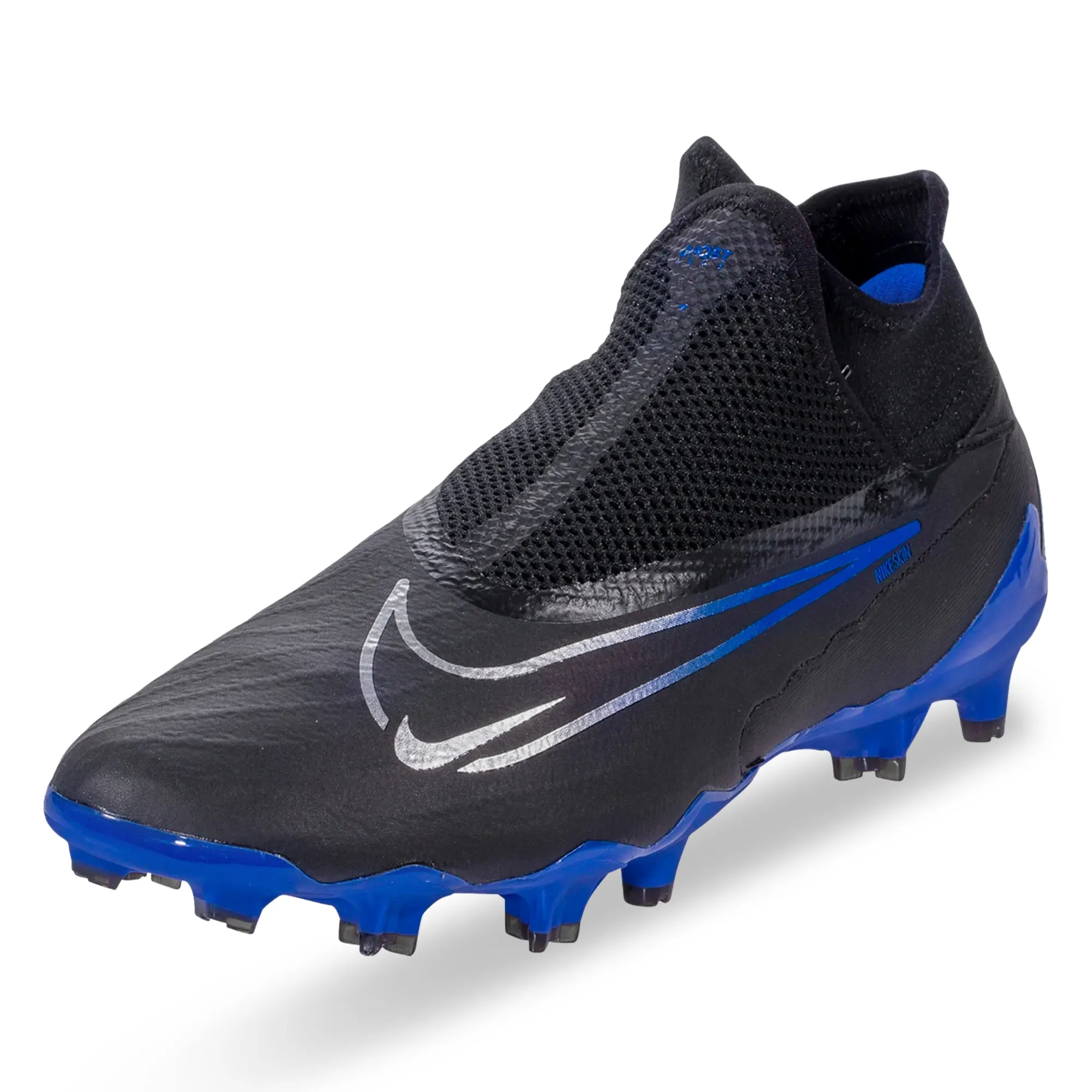Evening Match Training Ground Nike Phantom GX Pro DF Firm Ground Soccer Cleats (Black/Chrome-Hyper Royal)