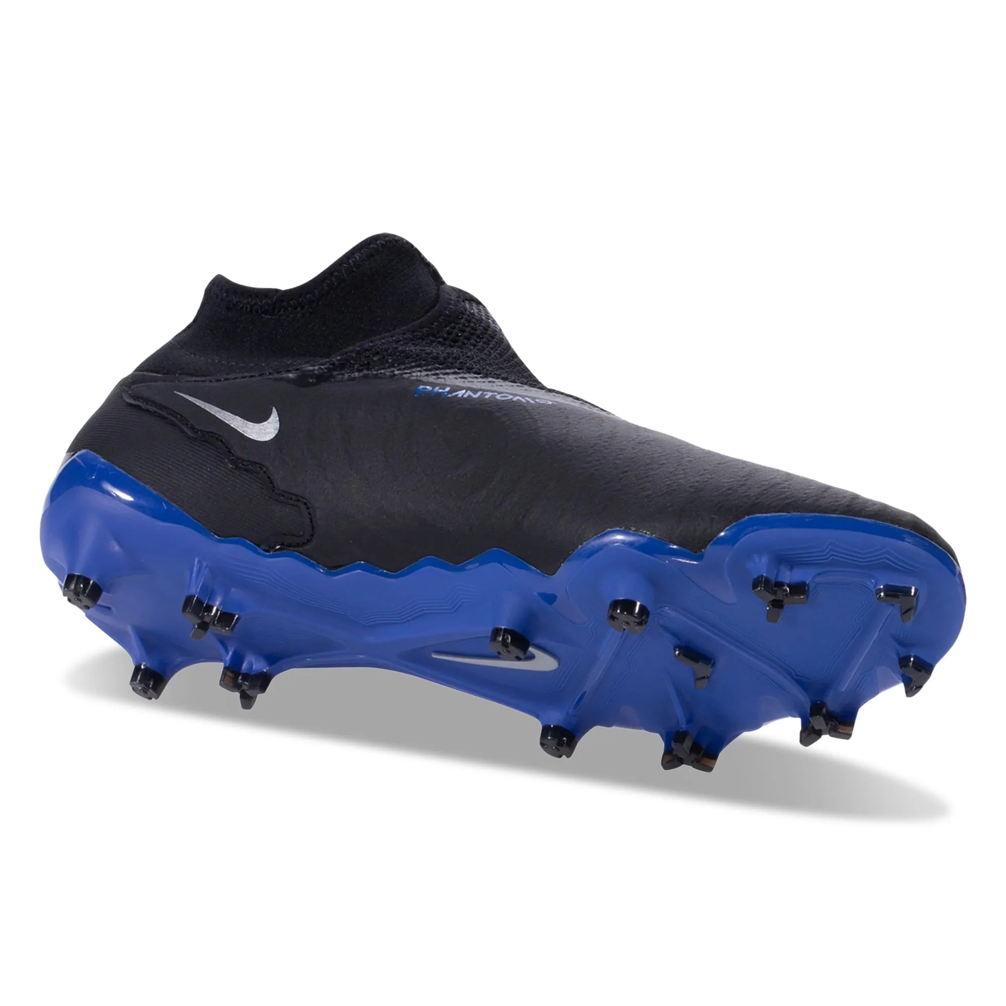Nike Phantom GX Pro DF Firm Ground Soccer Cleats (Black/Chrome-Hyper Royal) Quick Step Non Slip