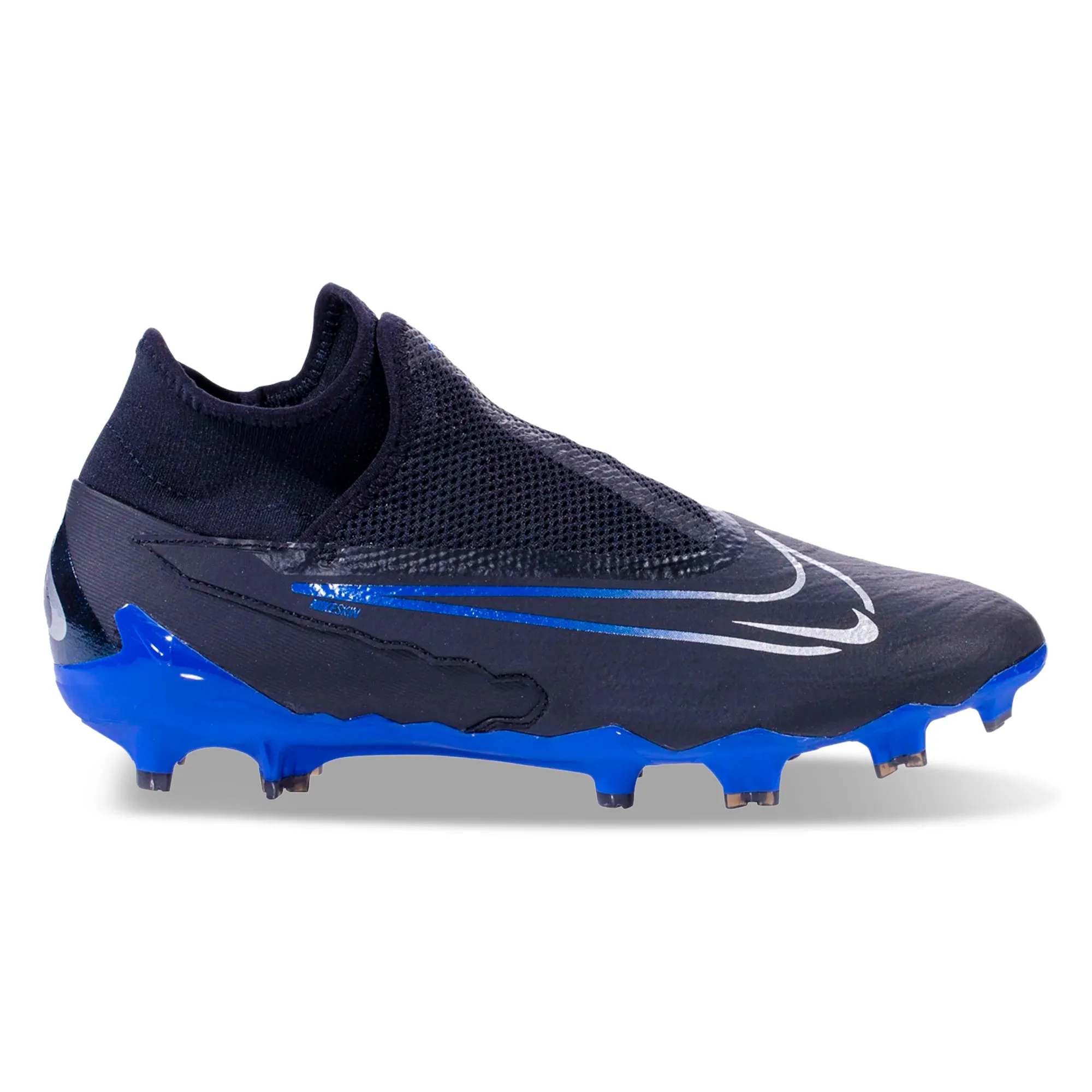 Flexible Upper Nike Phantom GX Pro DF Firm Ground Soccer Cleats (Black/Chrome-Hyper Royal)