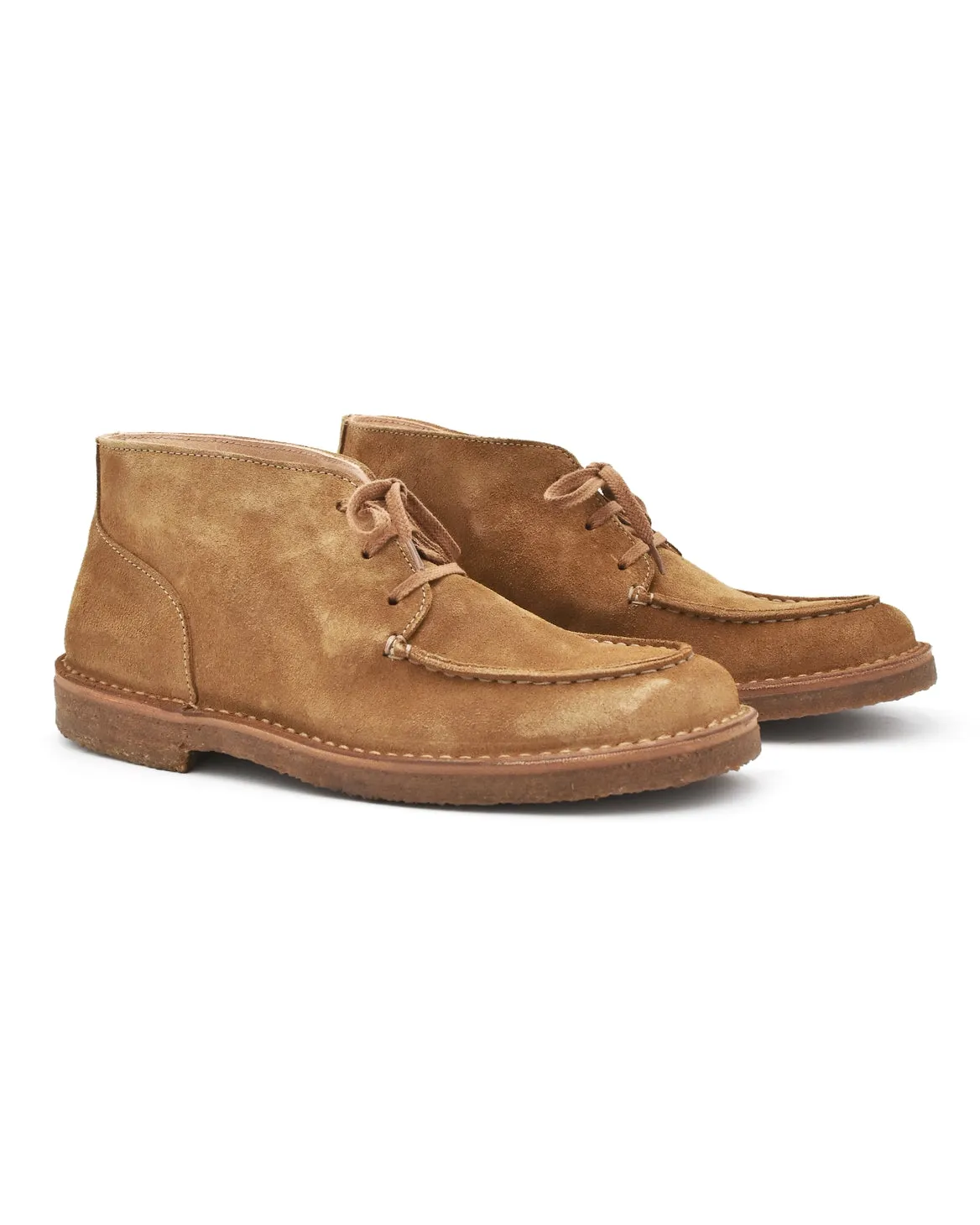 Astorflex Duekeflex 3-Eye Chukka Boot in Tan Suede Heritage Line Comfort collar