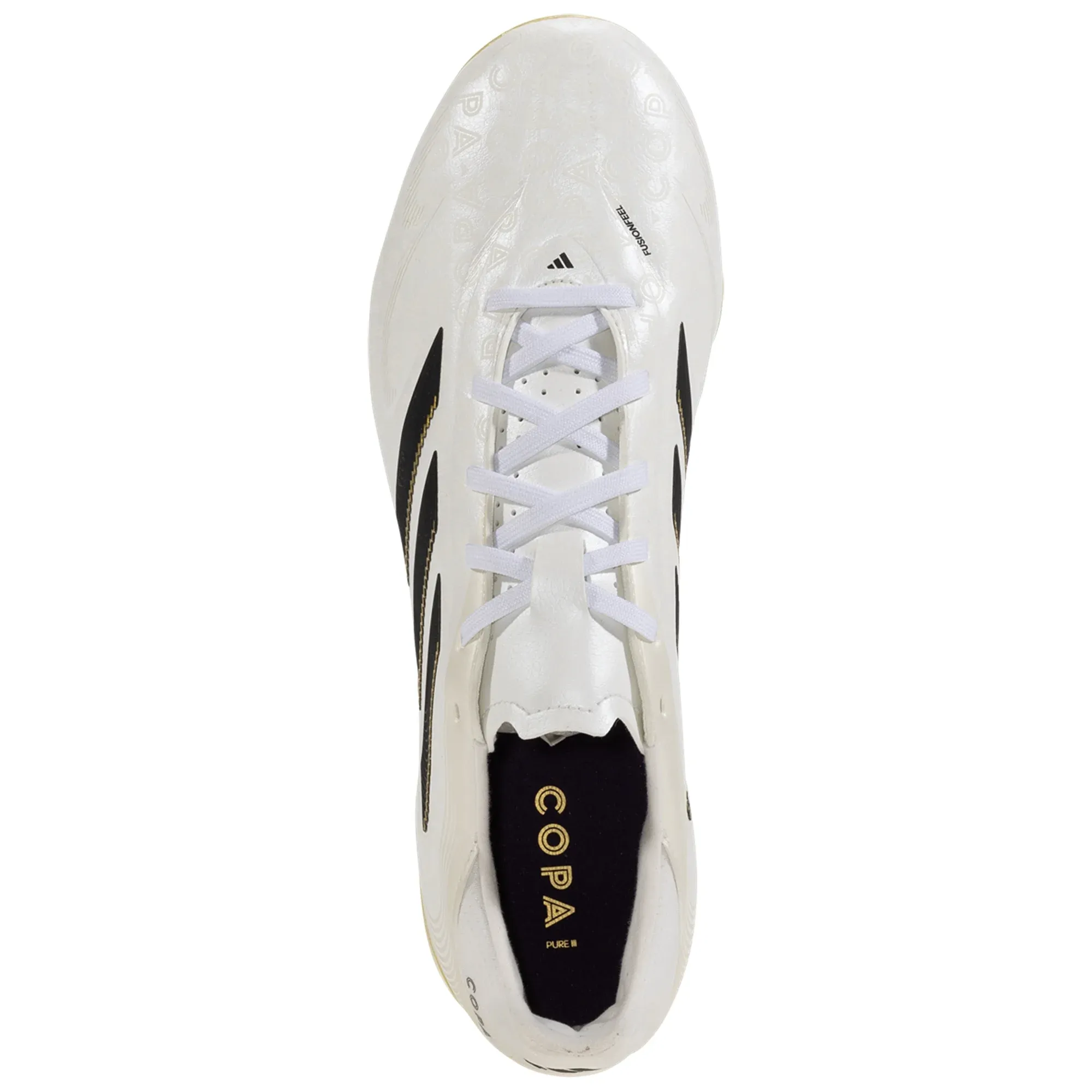 Competitive Level Springy Midsole adidas Copa Pure III League Firm Ground Multi Ground Soccer Cleats (Zero Metallic/Black/Gold Metallic)