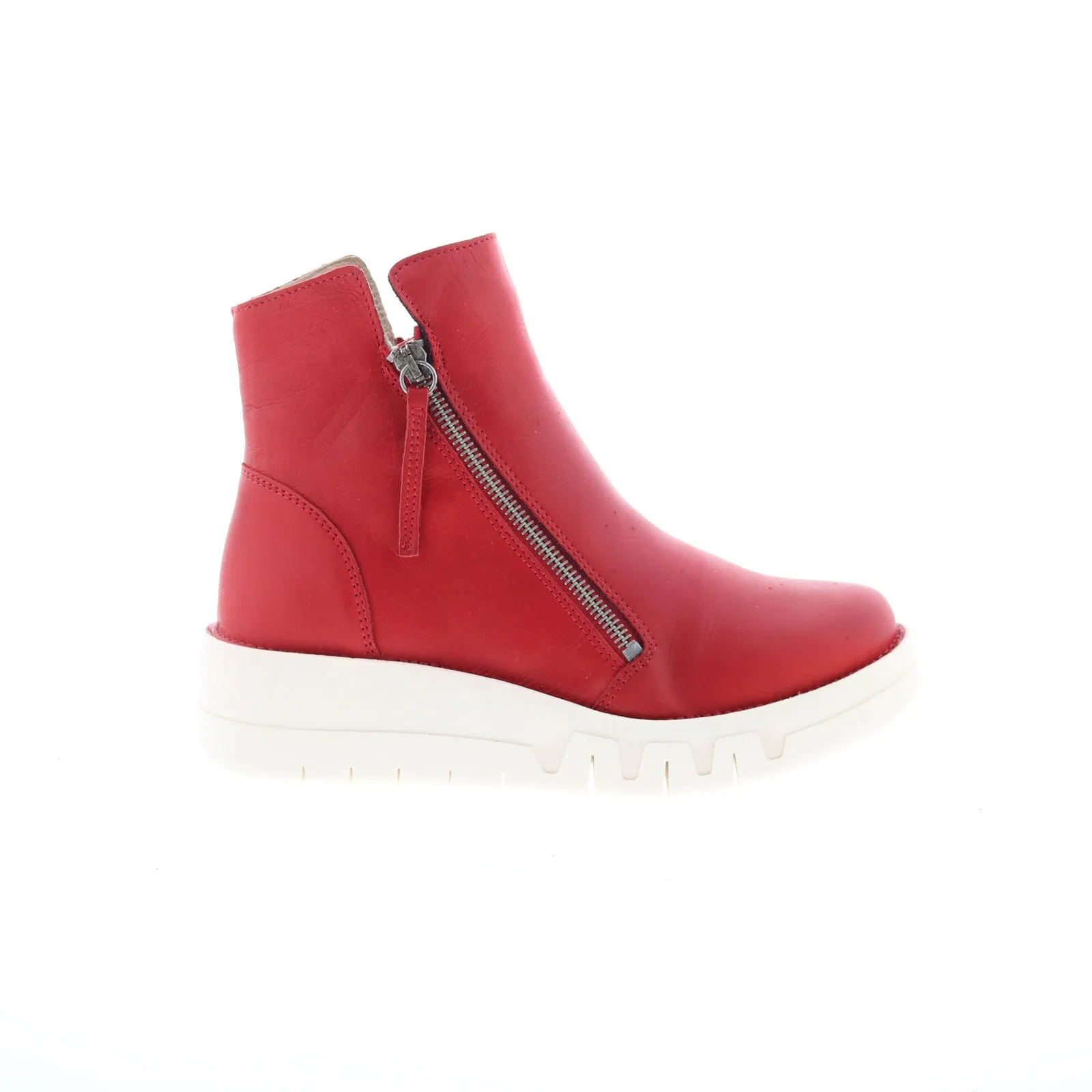 Miz Mooz Lando Womens Red Leather Zipper Ankle & Booties Boots Comfort Fit