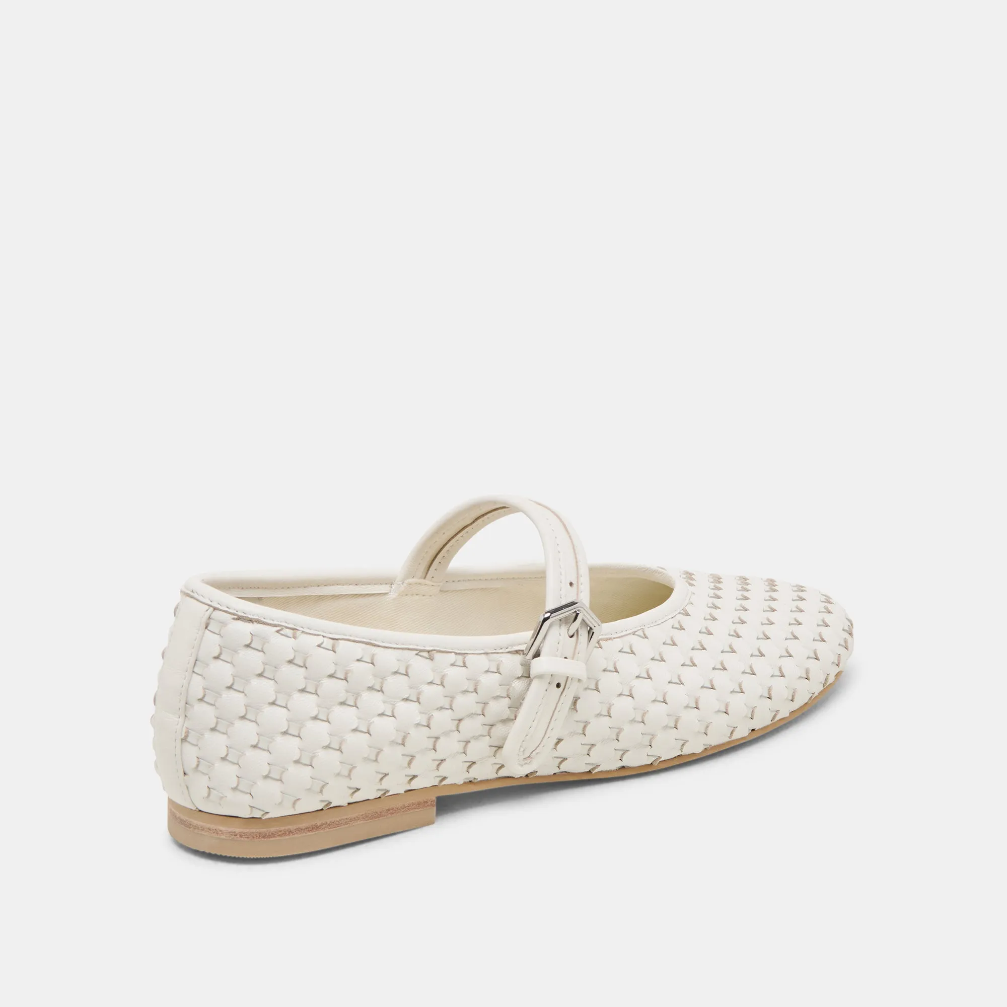 Peace Path ROSLYN WOVEN BALLET FLATS TRUE WHITE WOVEN LEATHER