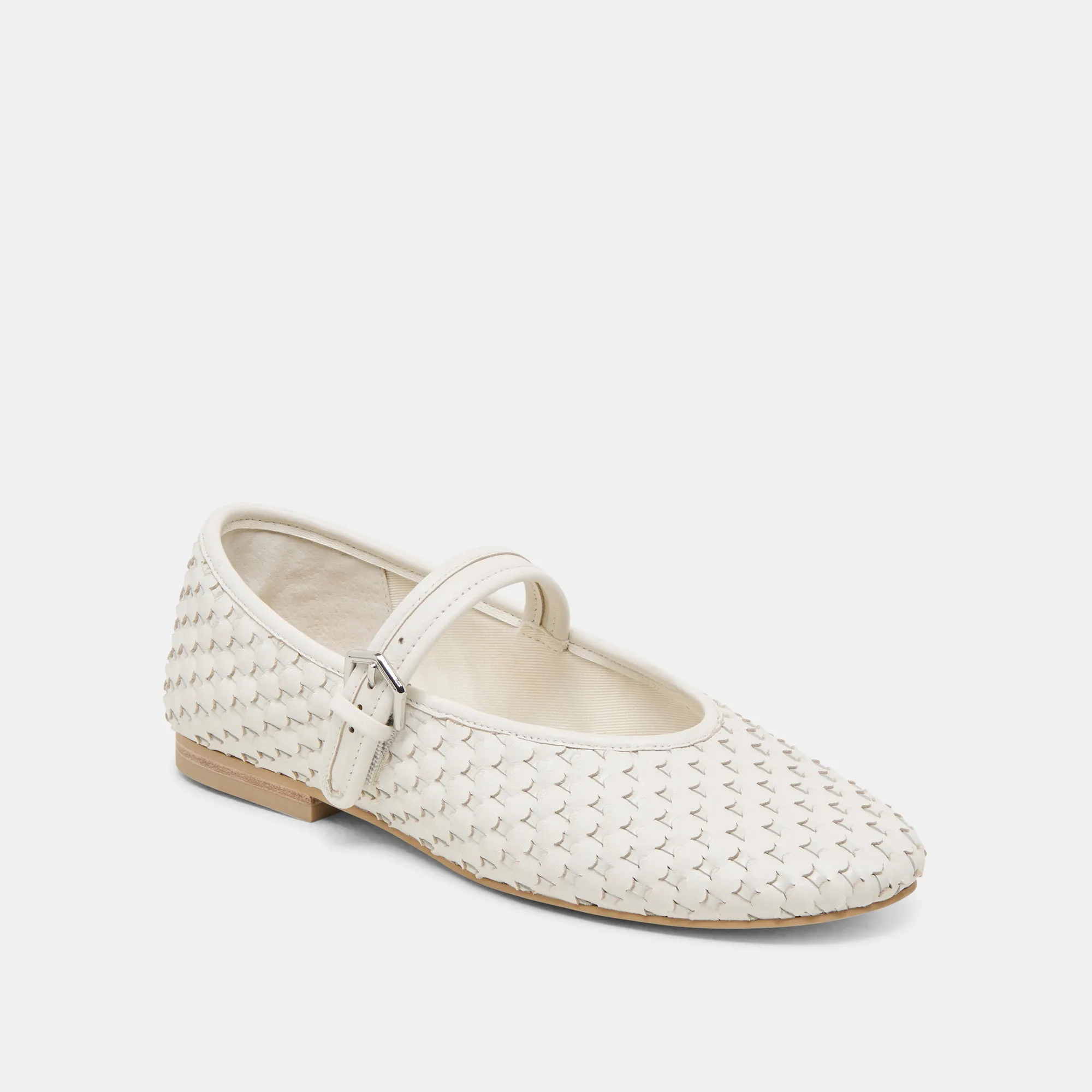 Trek Easy Trendy Appearance ROSLYN WOVEN BALLET FLATS TRUE WHITE WOVEN LEATHER