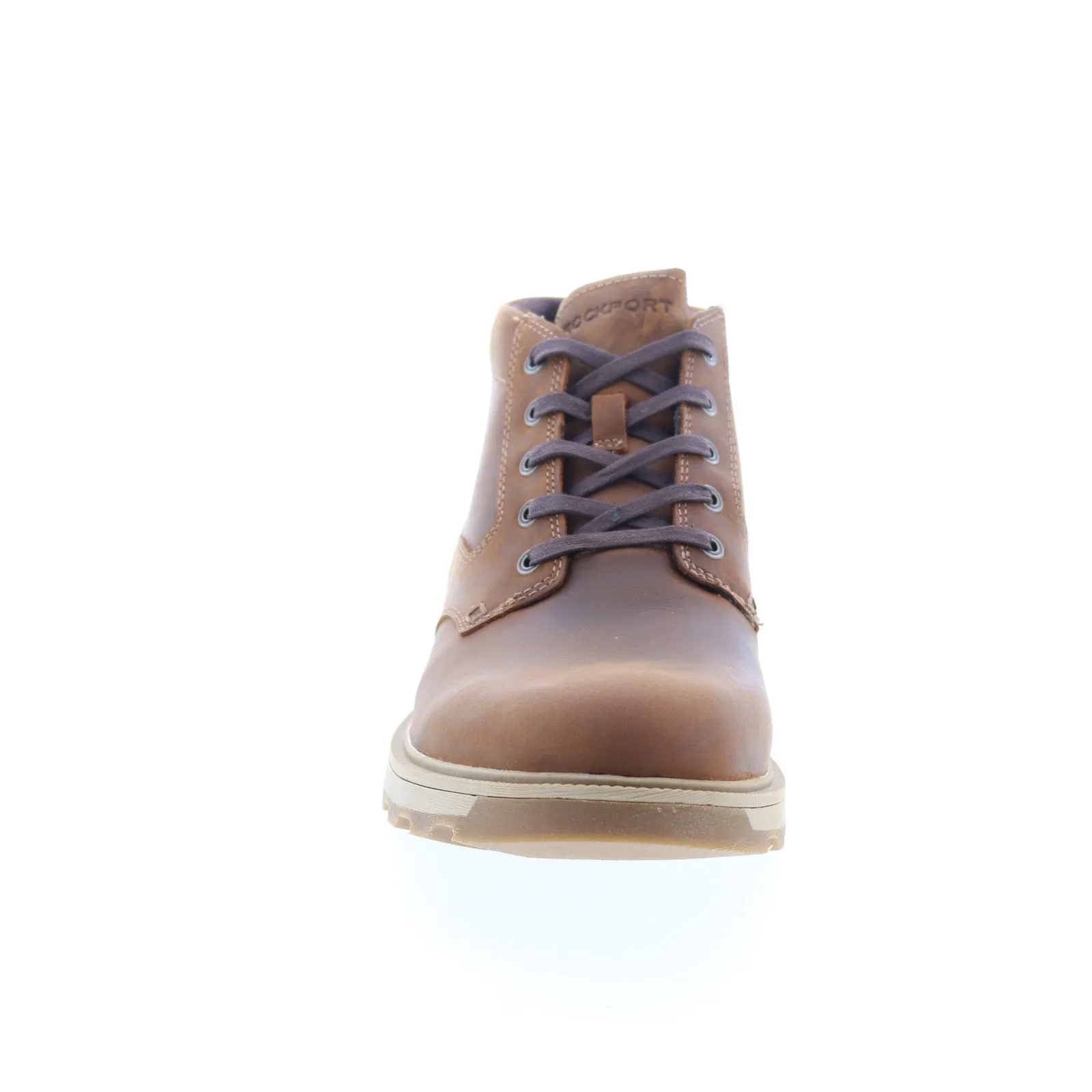 Rockport Seamus RMSEAMUS Mens Brown Leather Lace Up Casual Dress Boots Cushion Collar