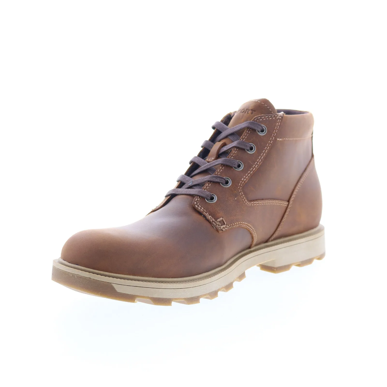 Trendy Protection Rockport Seamus RMSEAMUS Mens Brown Leather Lace Up Casual Dress Boots