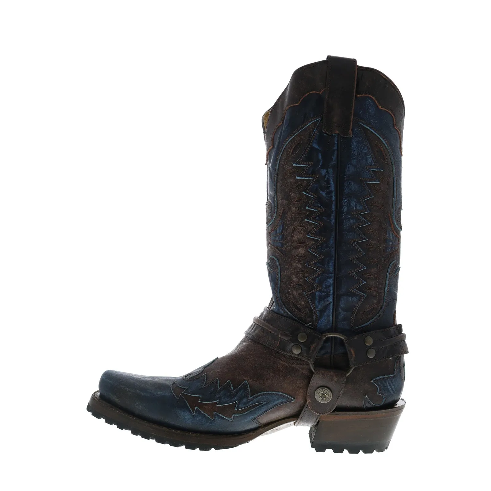 Long Walks Stetson Outlaw Lug Eagle Mens Brown Wide Leather Cowboy Western Boots