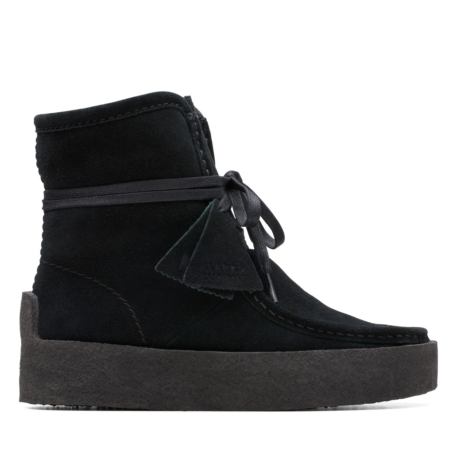 Clarks Wallabee Cup HI 26174014 Womens Black Leather Casual Dress Boots Heavy Duty Urban Comfort