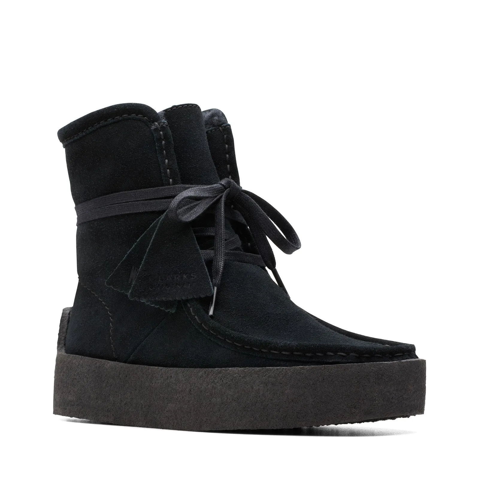 Clarks Wallabee Cup HI 26174014 Womens Black Leather Casual Dress Boots Casual Day