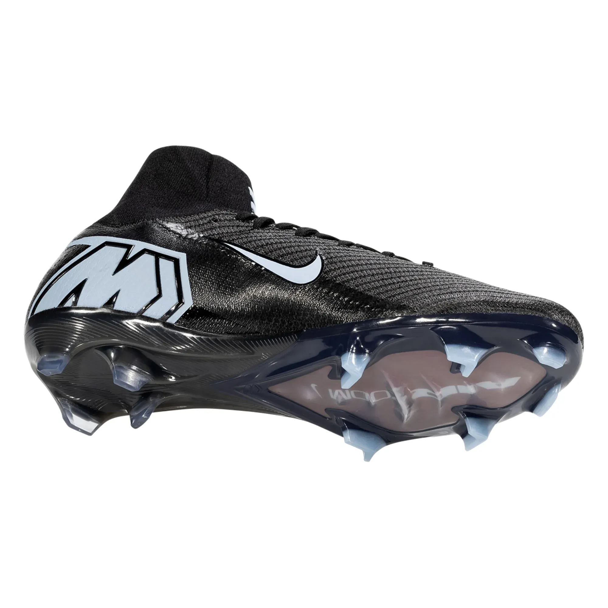 Adult fit Dry Ground Nike Zoom Superfly 10 Elite FG Soccer Cleats (Black/Ice Blue)