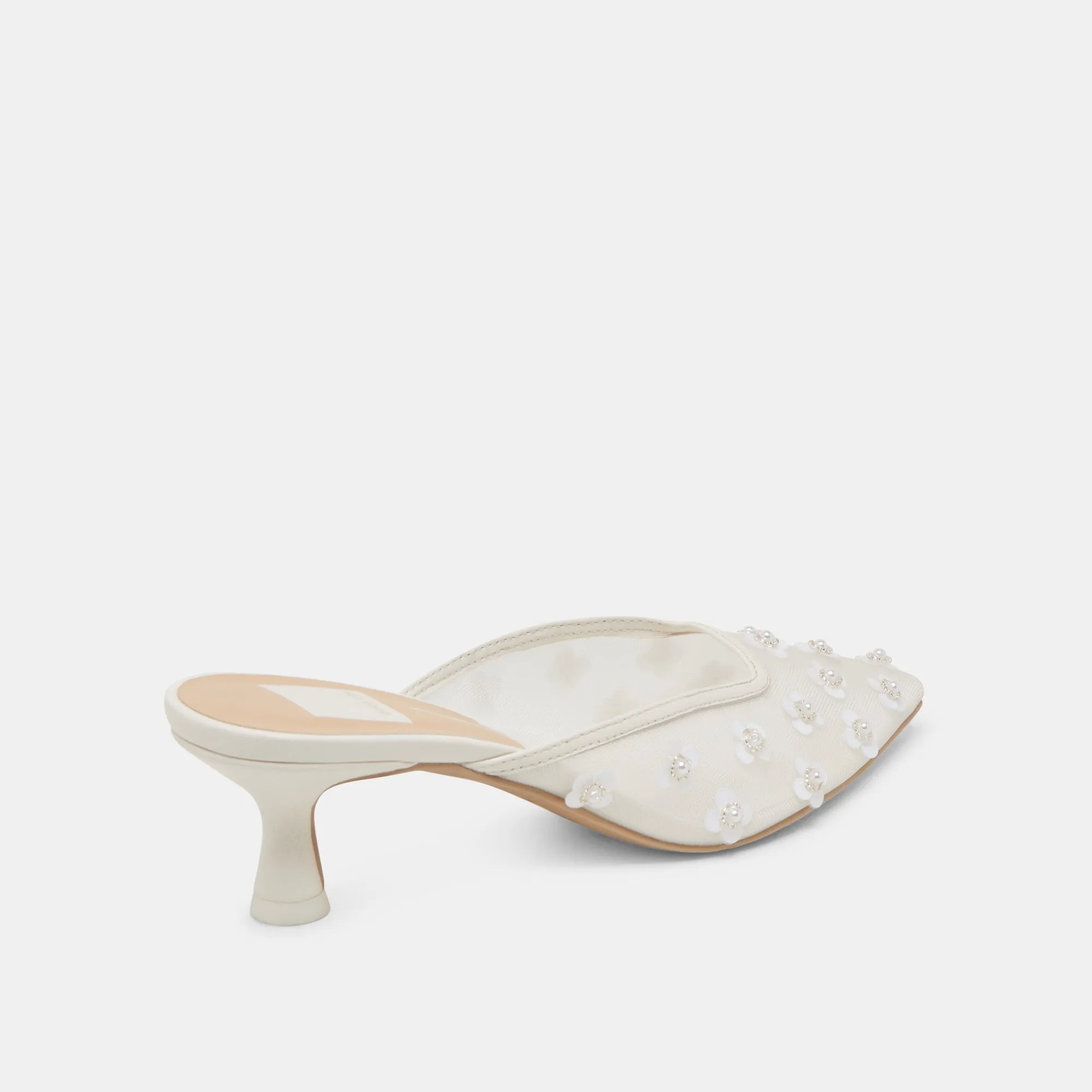 Night Out Heels Bold Wedding Heels CLARA PEARL HEELS TRUE WHITE DAISY MESH