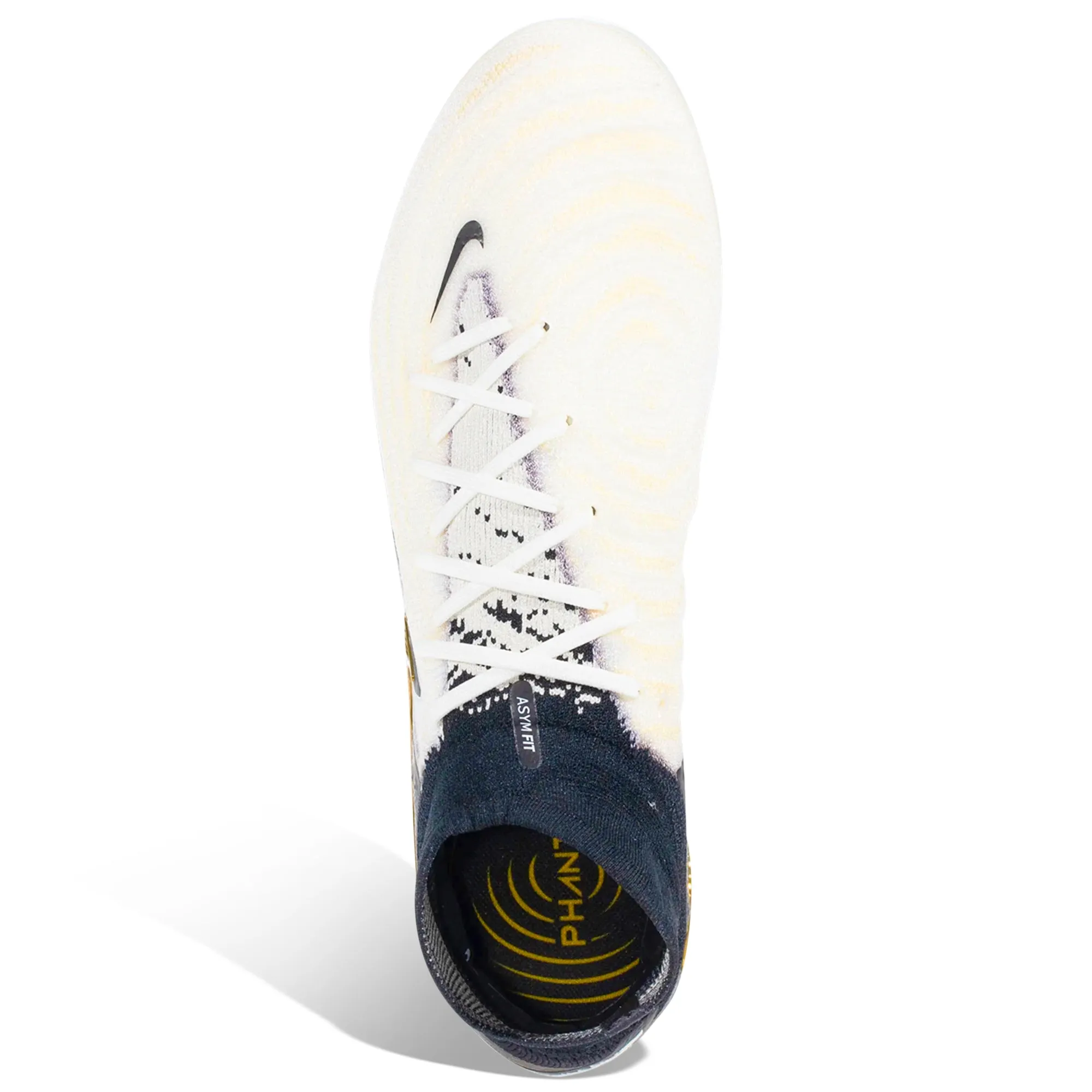 Nike Phantom Luna 2 Elite Firm Ground Soccer Cleats (White/Black/Metallic Gold Coin) Ankle Support Pace Return