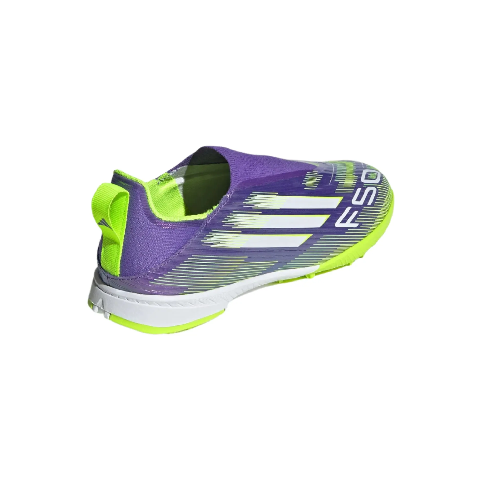 adidas Jr. F50 League Laceless Firm Ground/Multi Ground Soccer Cleats (Purple Rush/Lucid Lemon) Training Intensity