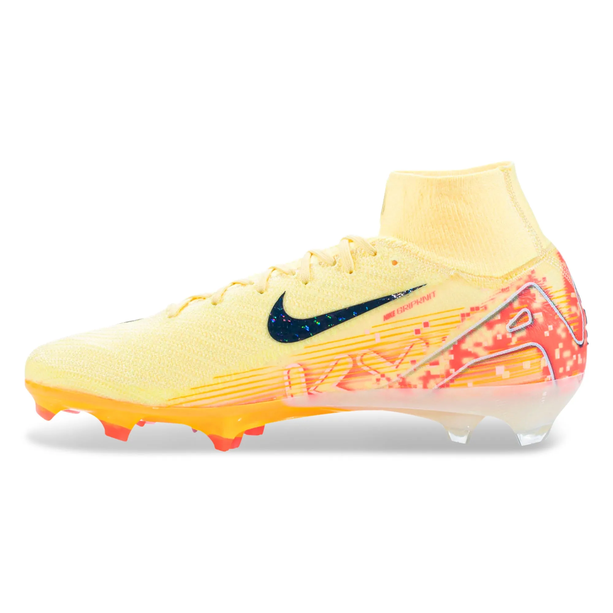 Kick Control Smooth Step Nike Zoom Superfly 10 Elite KM FG Soccer Cleats (Light Laser Orange/Armory Navy)