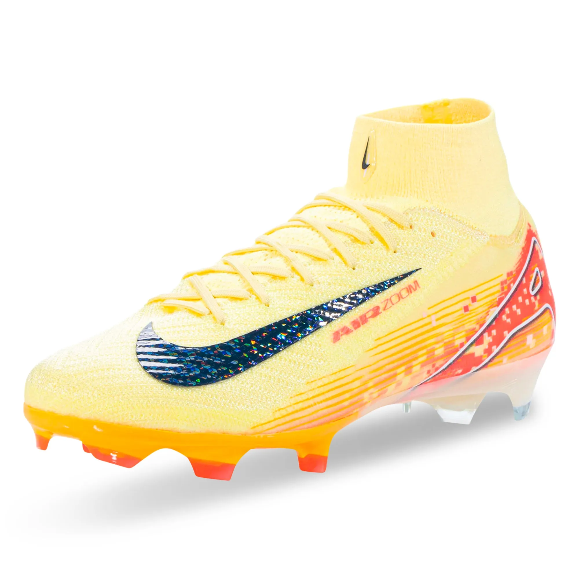 Nike Zoom Superfly 10 Elite KM FG Soccer Cleats (Light Laser Orange/Armory Navy) Slide Guard Cushion Support