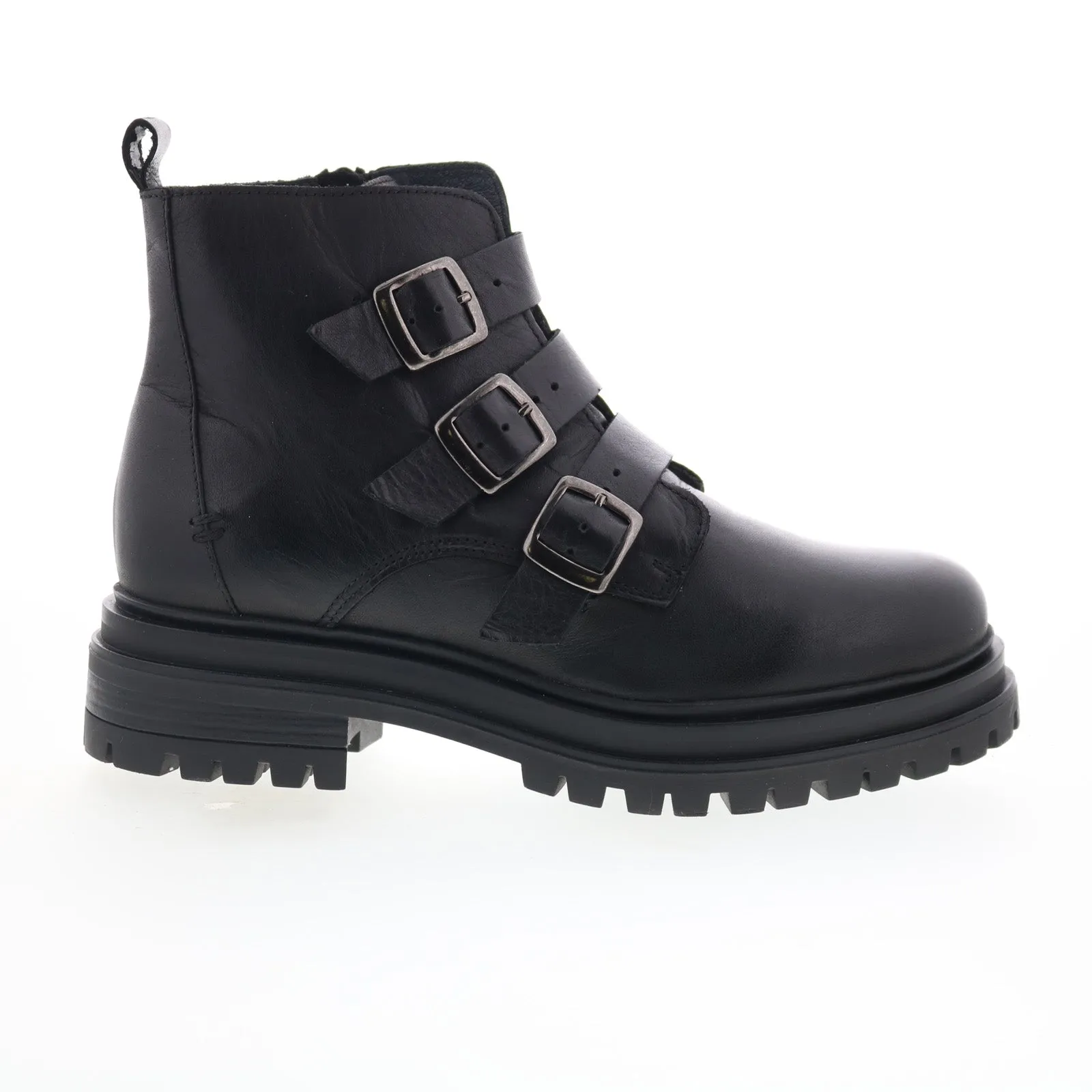 Miz Mooz Lorra Womens Black Leather Zipper Casual Dress Boots Functional Wear Rugged Design