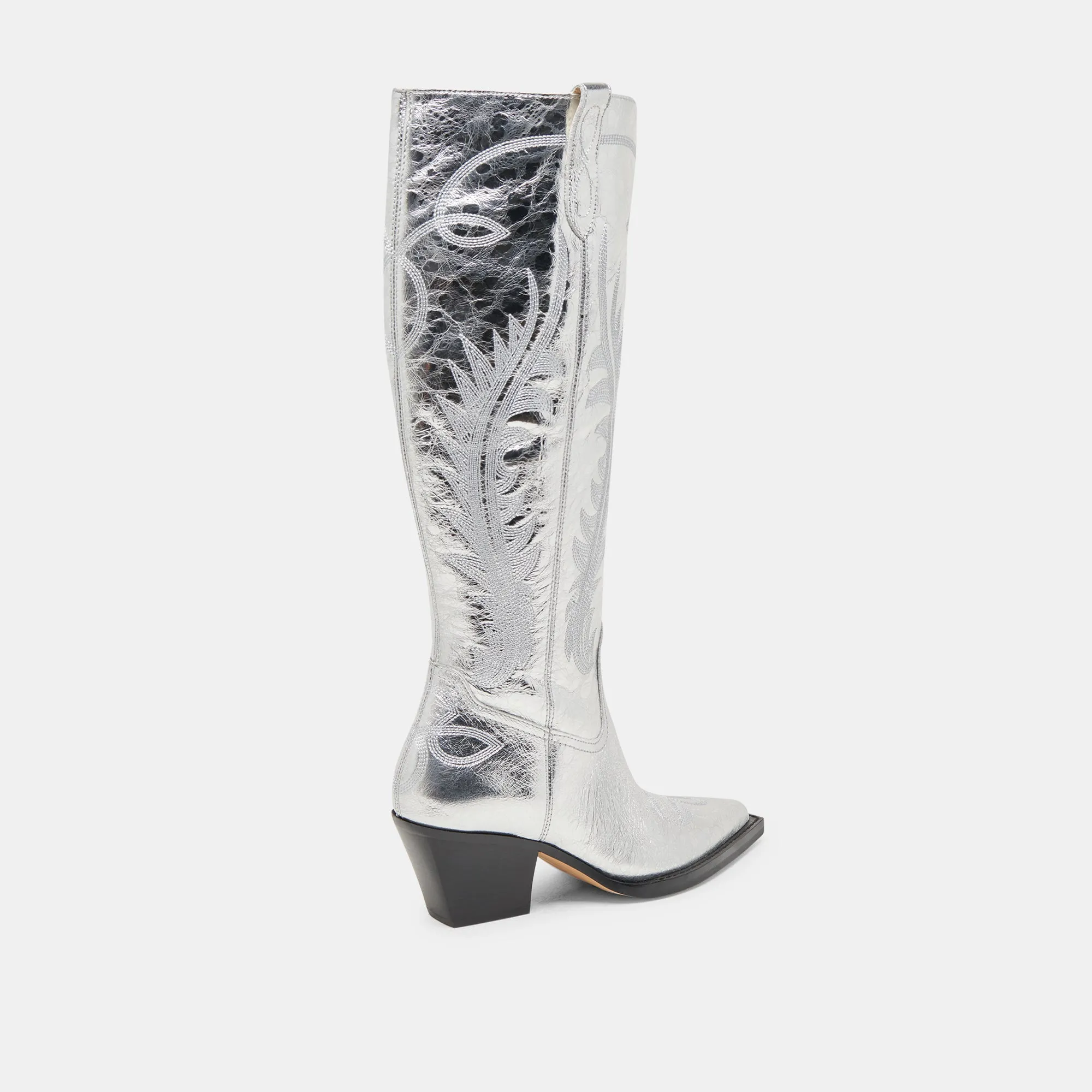 RYATT EXTRA WIDE CALF BOOTS SILVER DISTRESSED LEATHER Subtle design