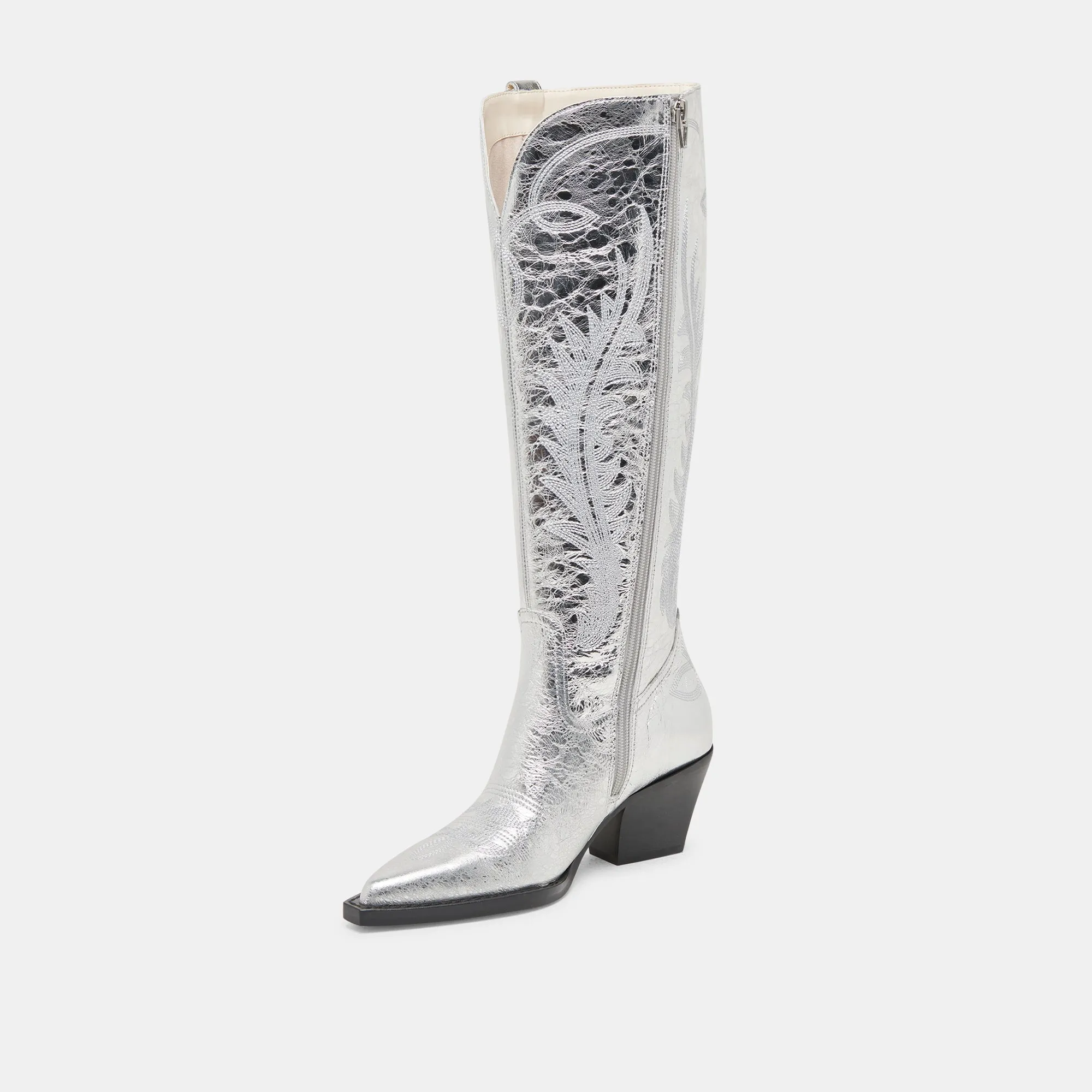 RYATT EXTRA WIDE CALF BOOTS SILVER DISTRESSED LEATHER Winter Trek Anti Bacterial
