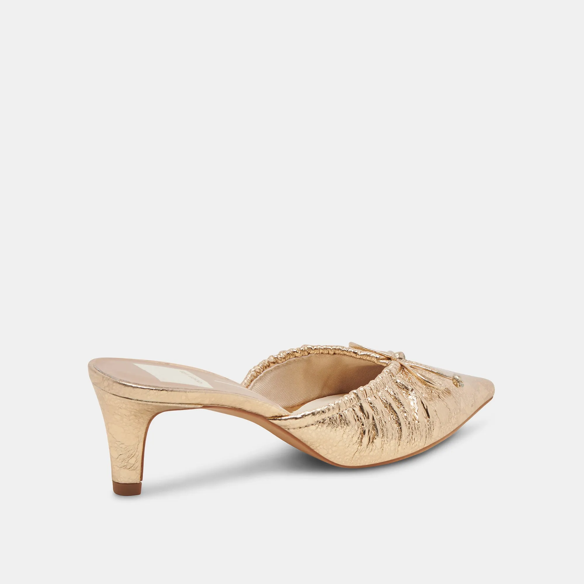 Wedding Heels for Bridesmaids Peep Toe Sandals KAIRI MID HEELS GOLD DISTRESSED LEATHER