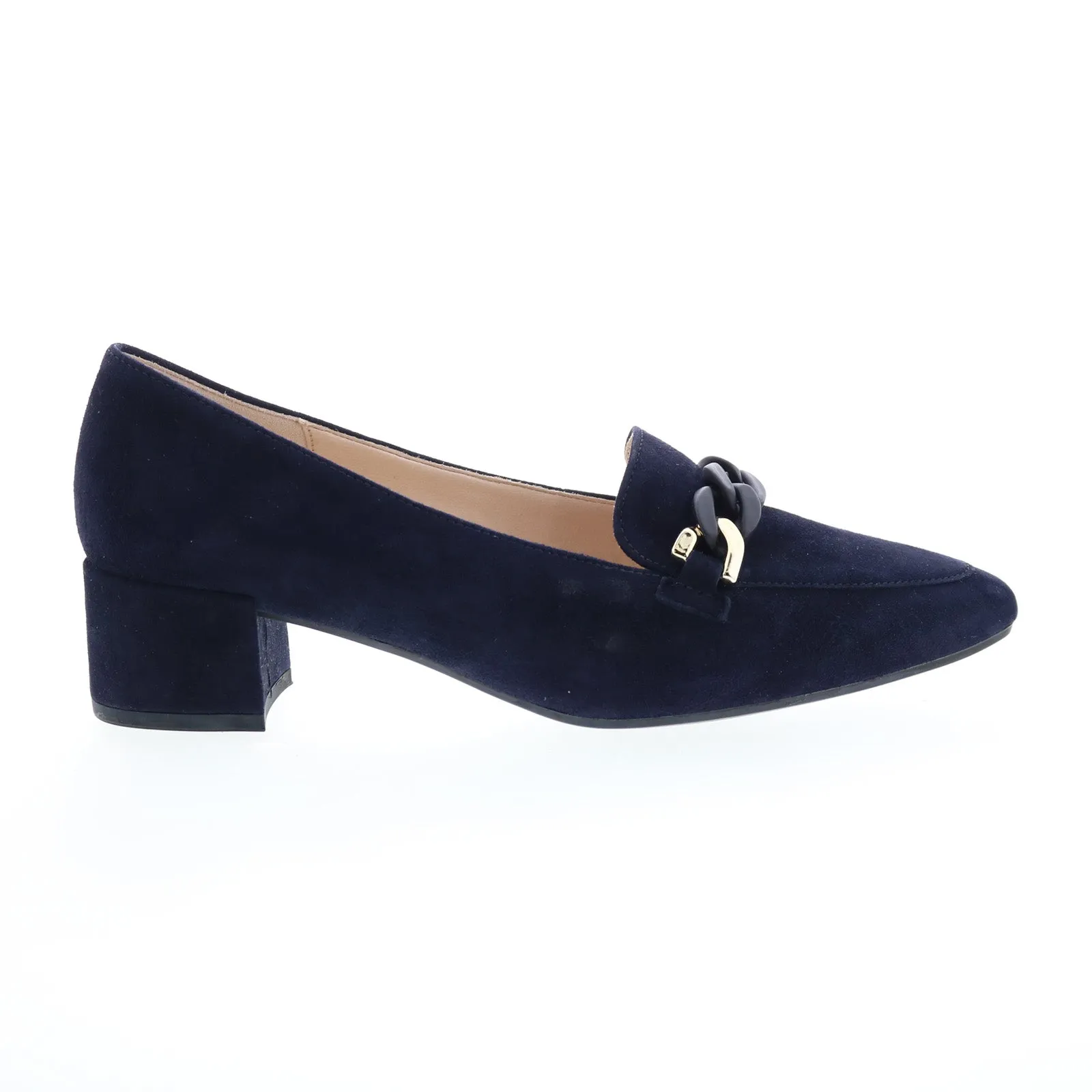 Gabor 91-441-16 Womens Blue Suede Slip On Pumps Heels Shoes Peep Toe Sandals for Party Mesh Upper